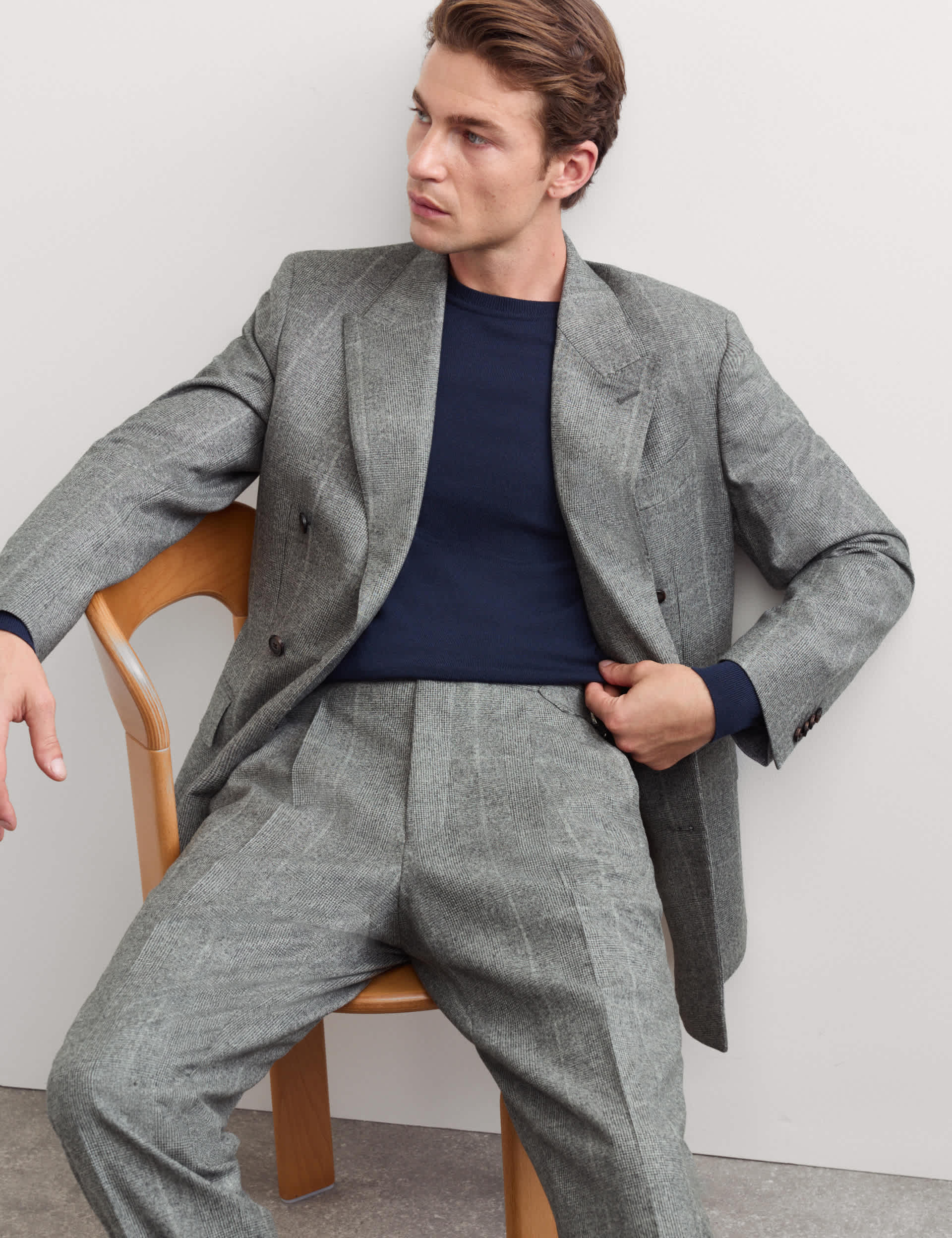 Tailored Fit Pure Wool Double Breasted Check Jacket thumbnail 7