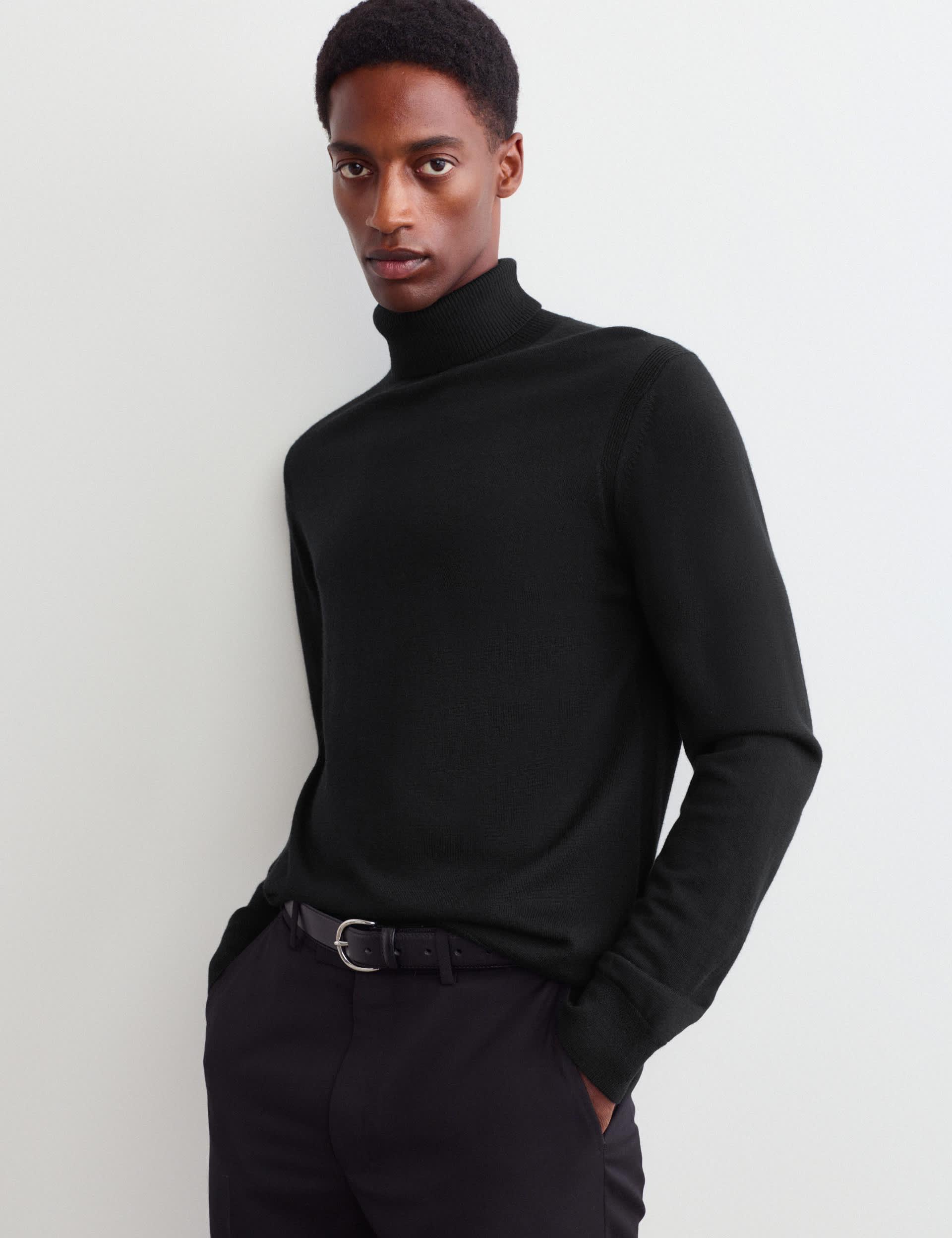 Merino Wool Rich Roll Neck Jumper with Silk