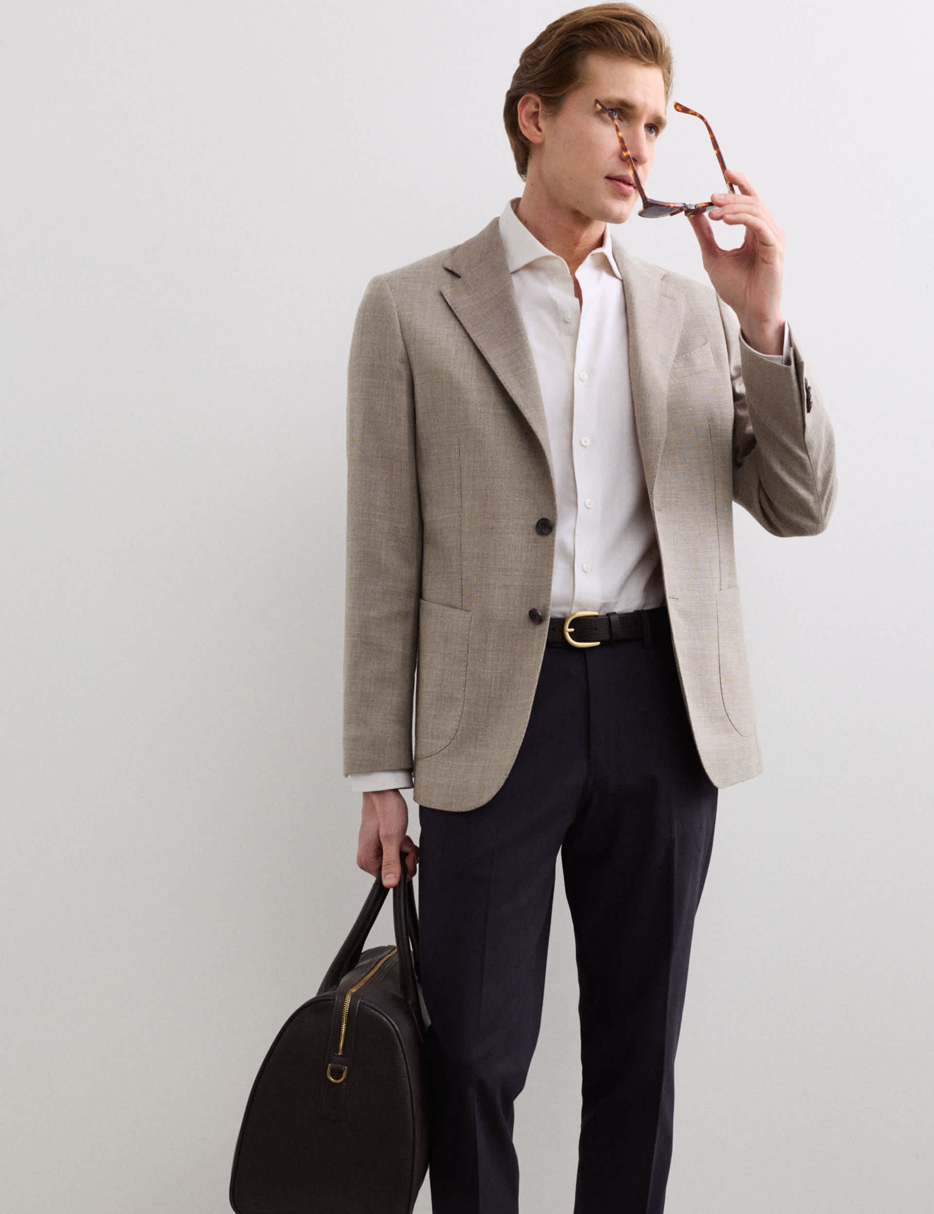 Tailored Fit Italian Wool Rich Blazer with Silk thumbnail 9