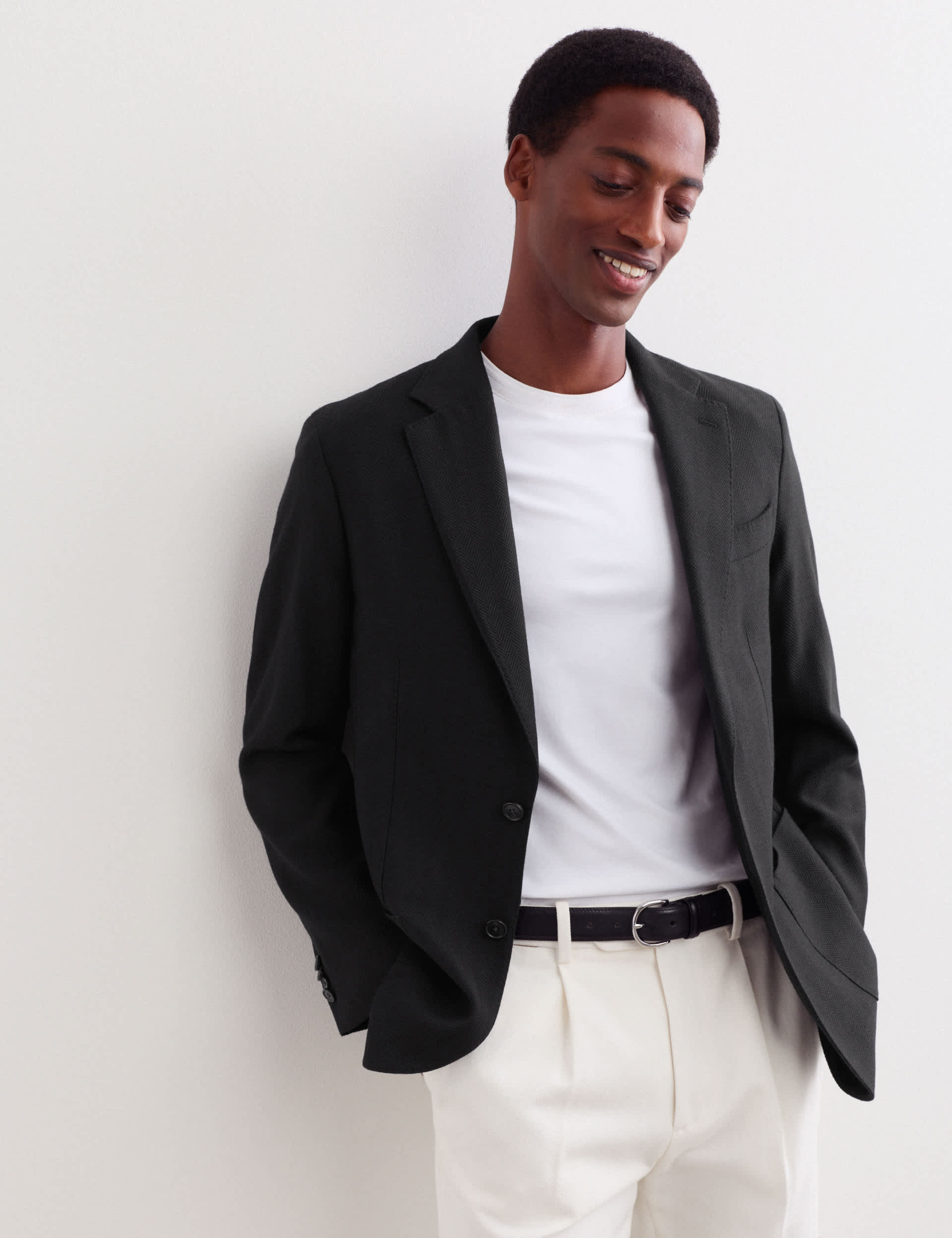 Tailored Fit Wool Herringbone Blazer primary image