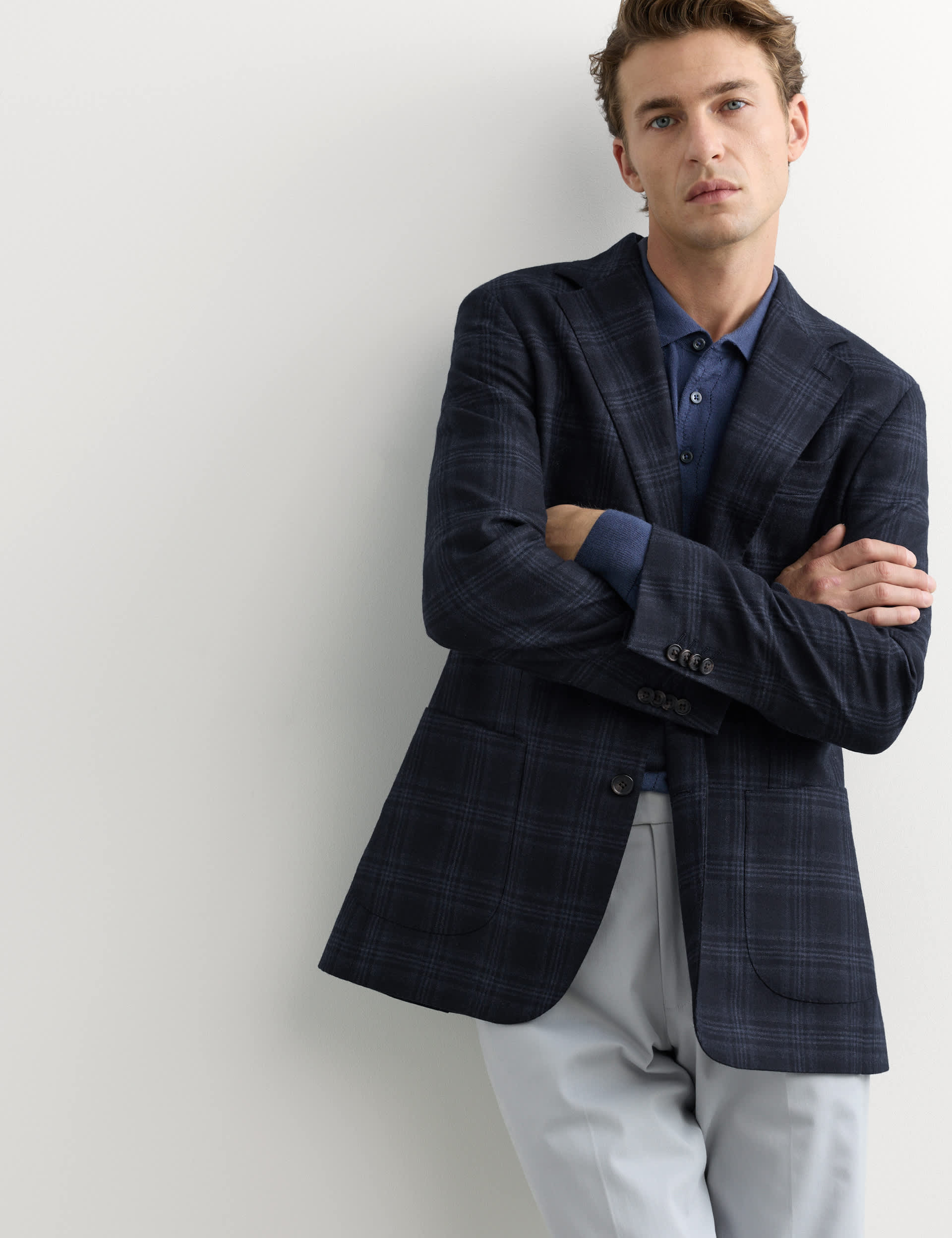 Tailored Fit Italian Wool Check Blazer