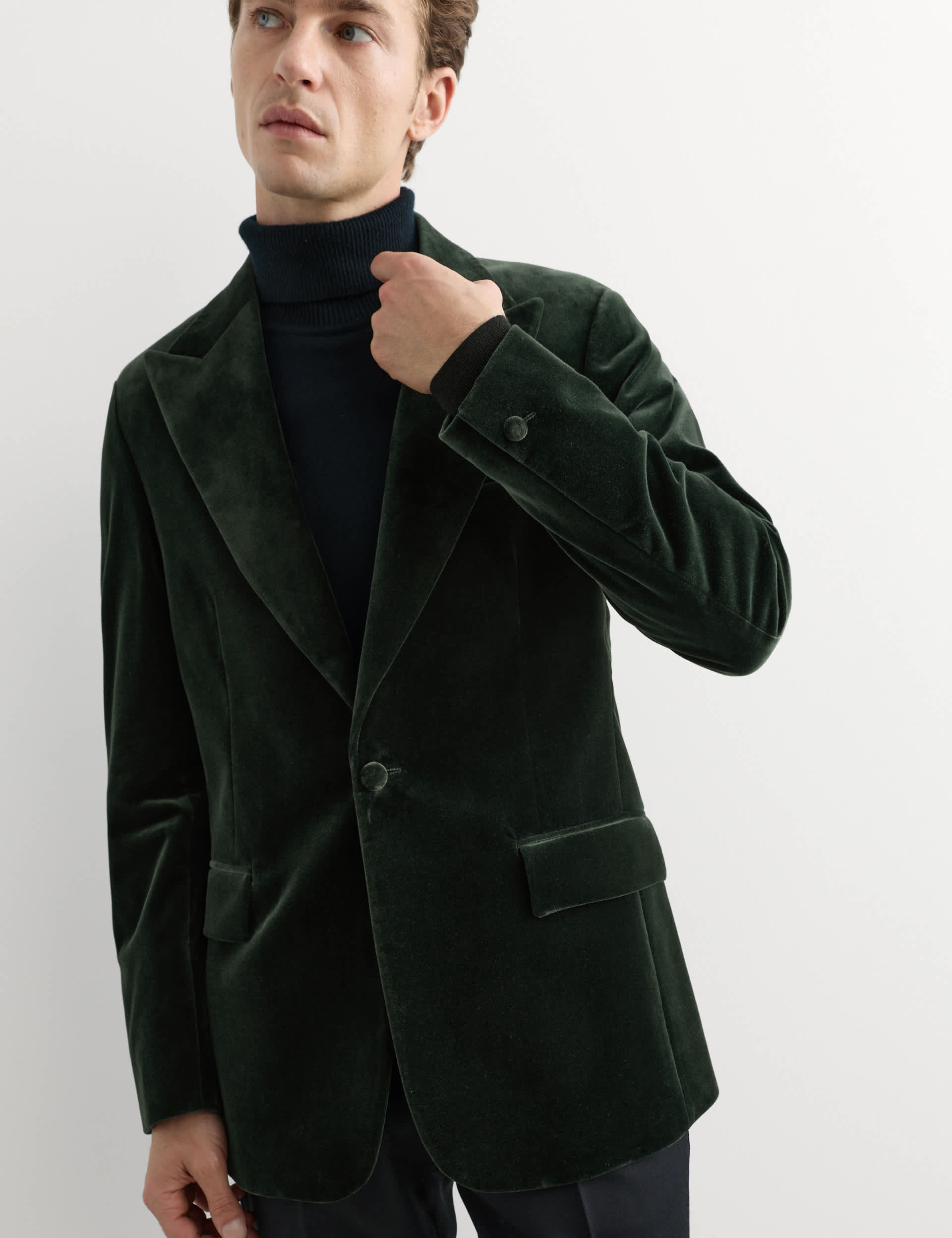 Tailored Fit Pure Cotton Velvet Suit Jacket thumbnail 4