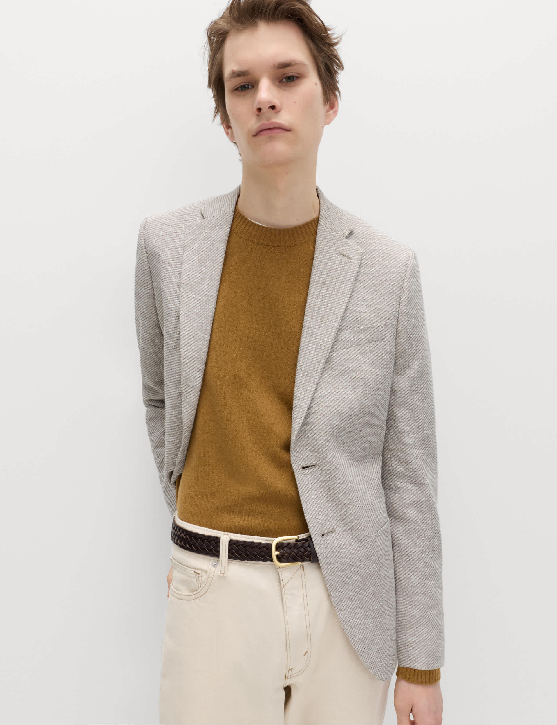 Tailored Fit Cotton Blend Textured Stretch Blazer primary image