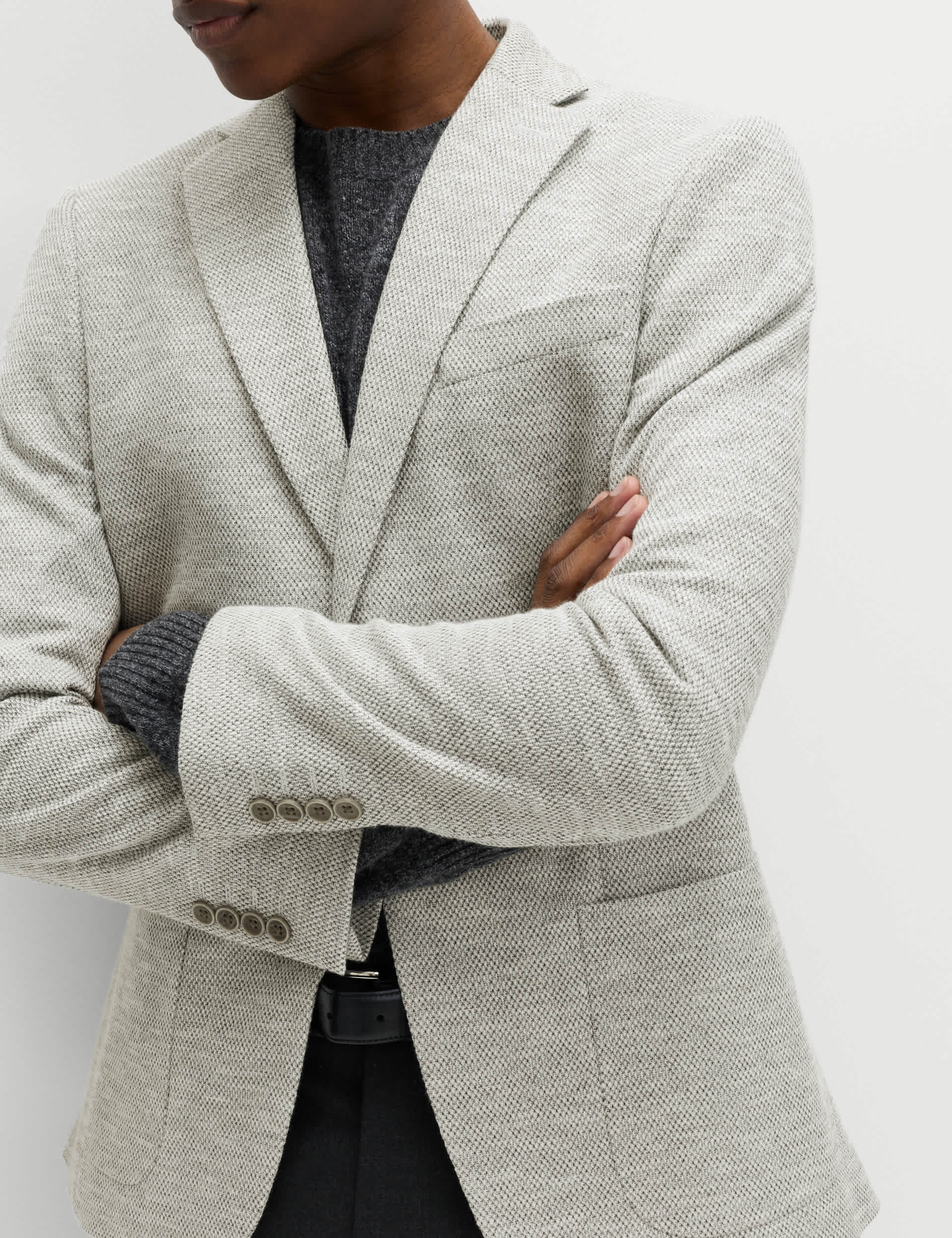 Tailored Fit Textured Stretch Blazer thumbnail 3
