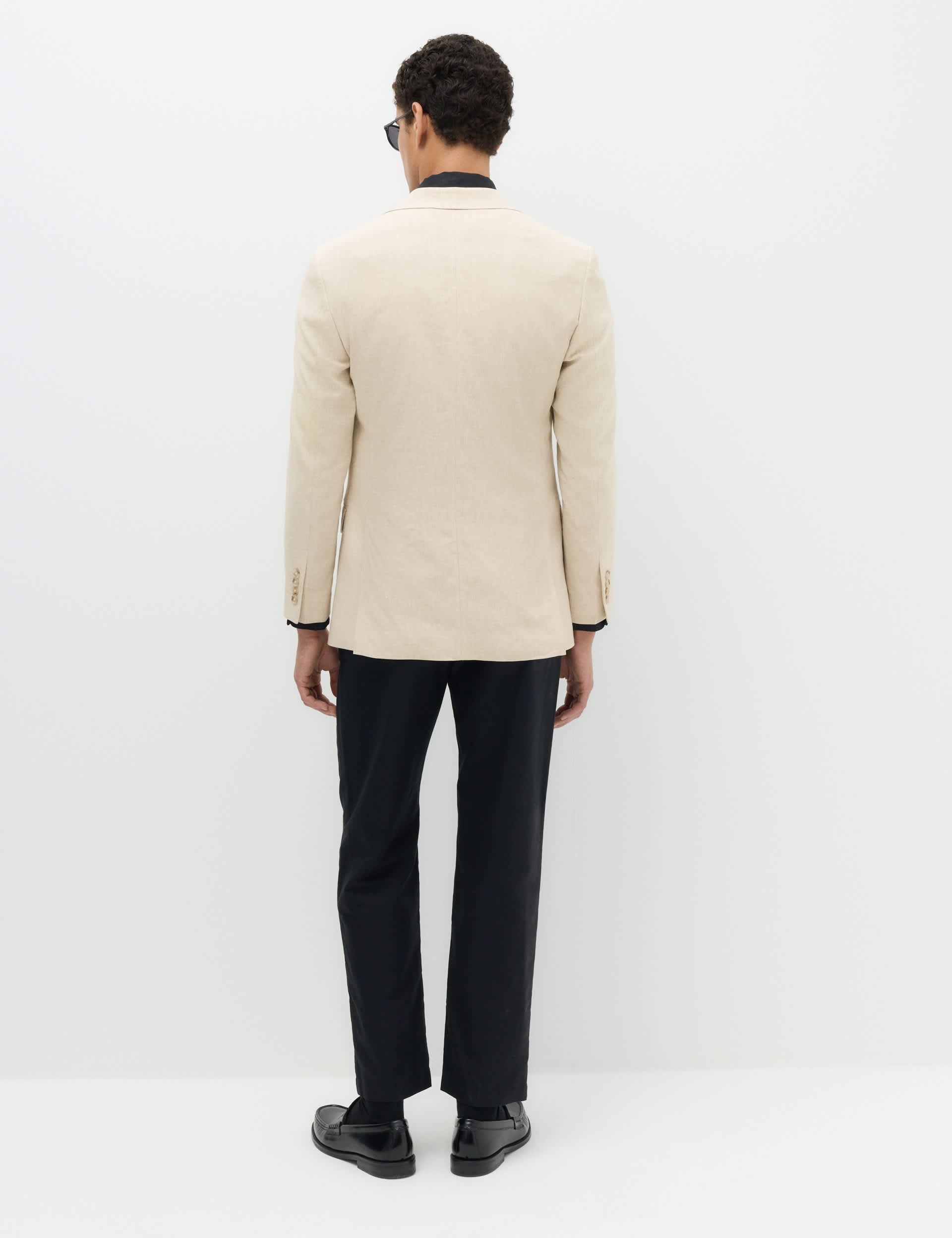 Tailored Fit Linen Cotton Blend Herringbone Blazer thumbnail 3