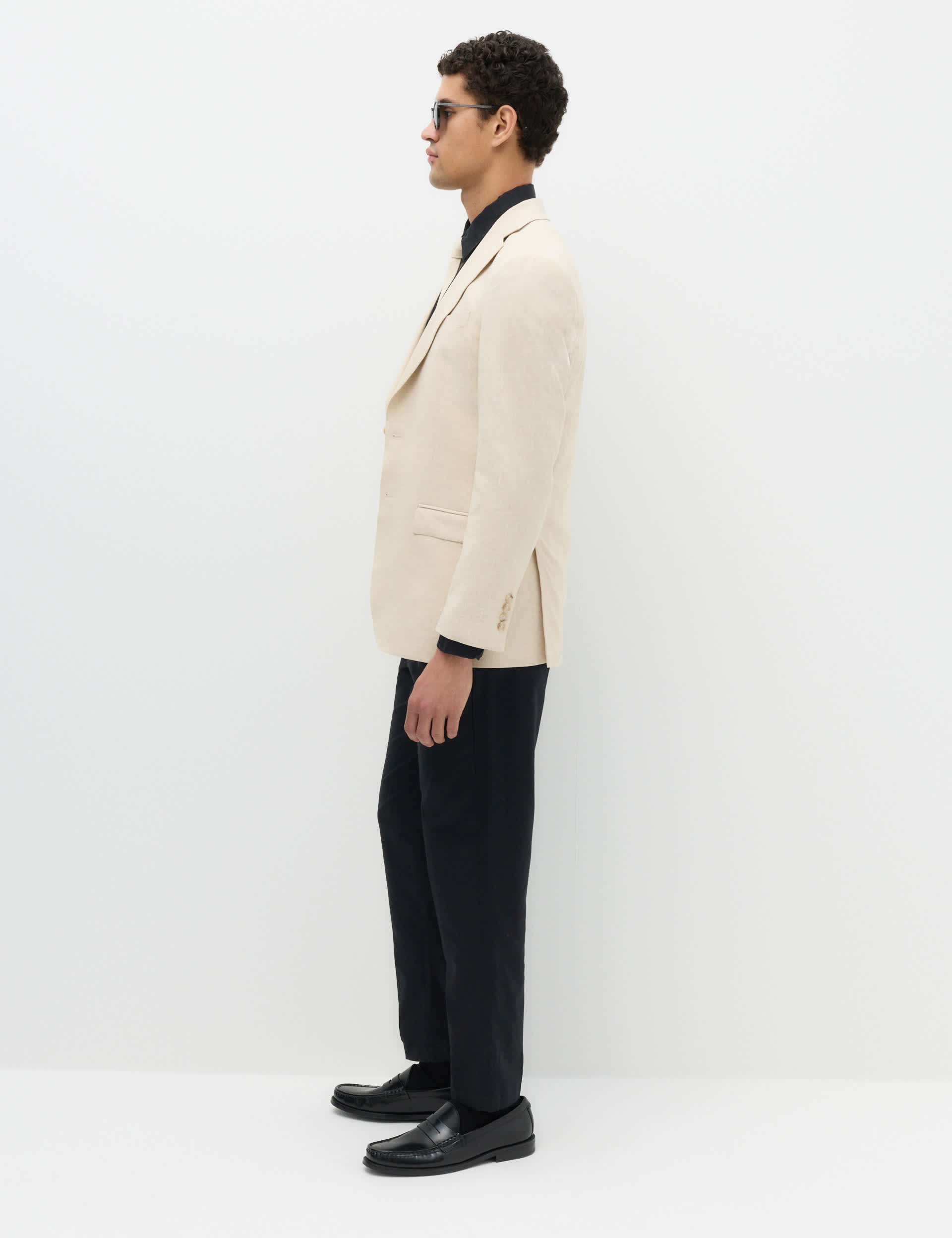 Tailored Fit Linen Cotton Blend Herringbone Blazer thumbnail 5