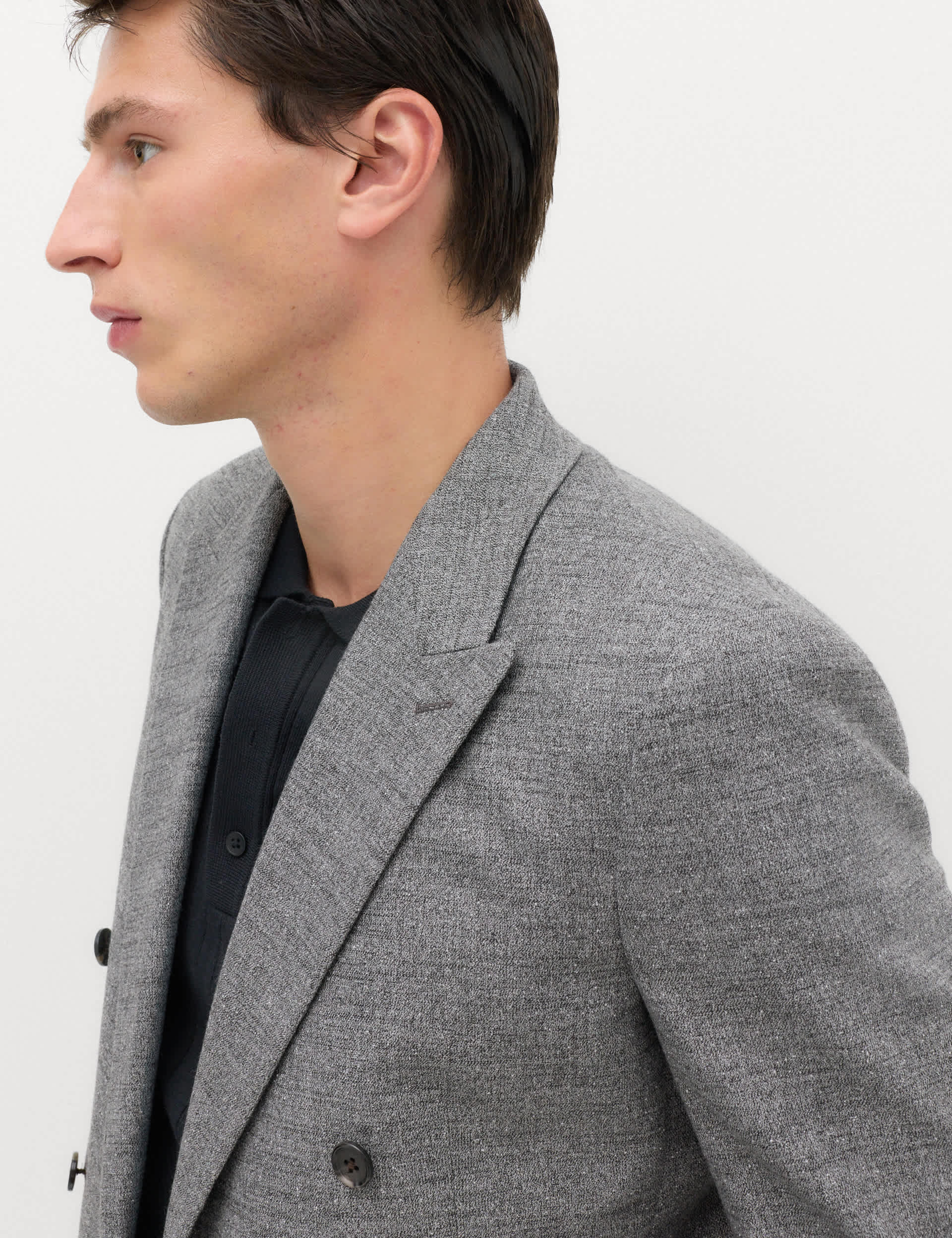 Regular Fit Textured Stretch Double Breasted Suit Jacket thumbnail 3