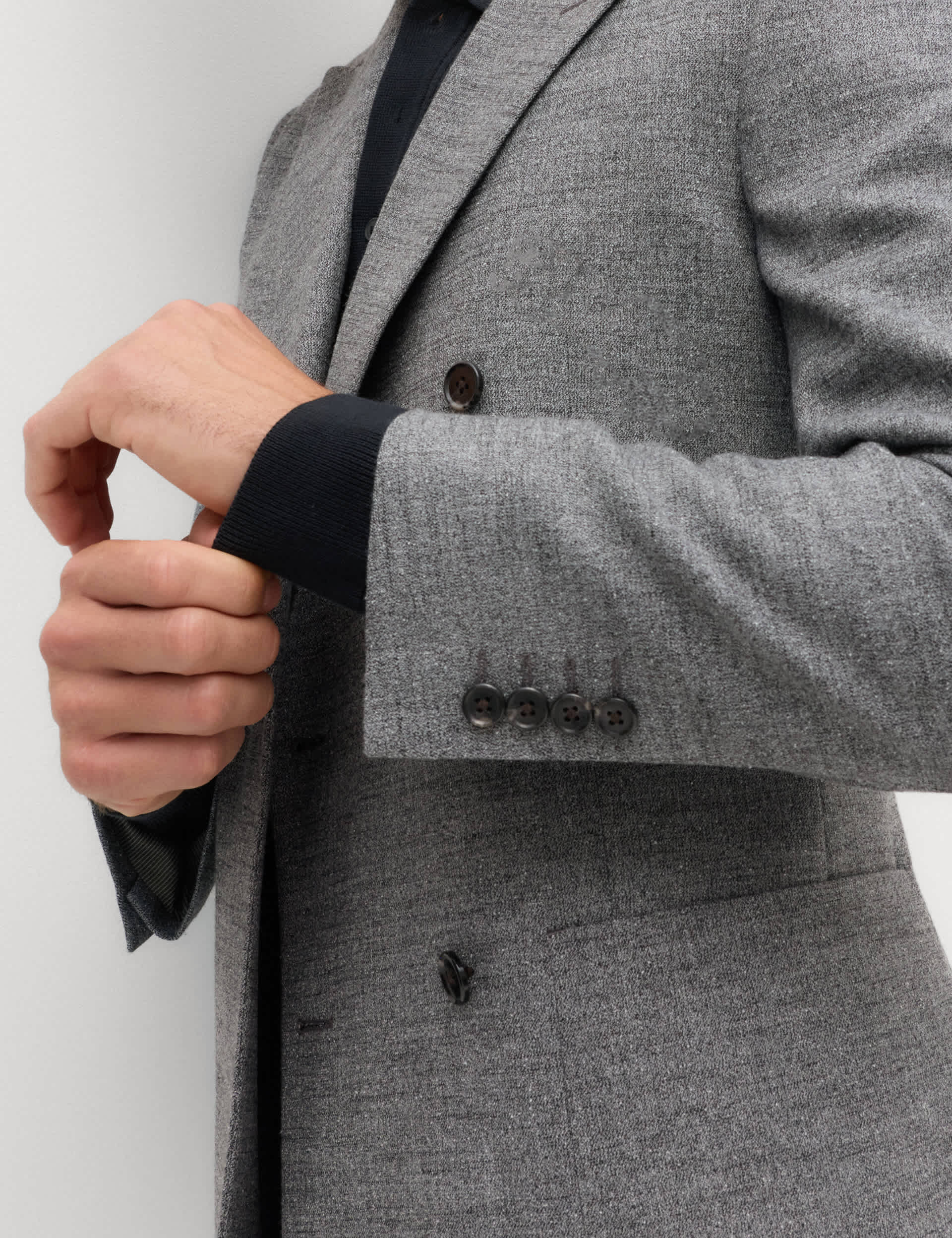 Regular Fit Textured Stretch Double Breasted Suit Jacket thumbnail 4