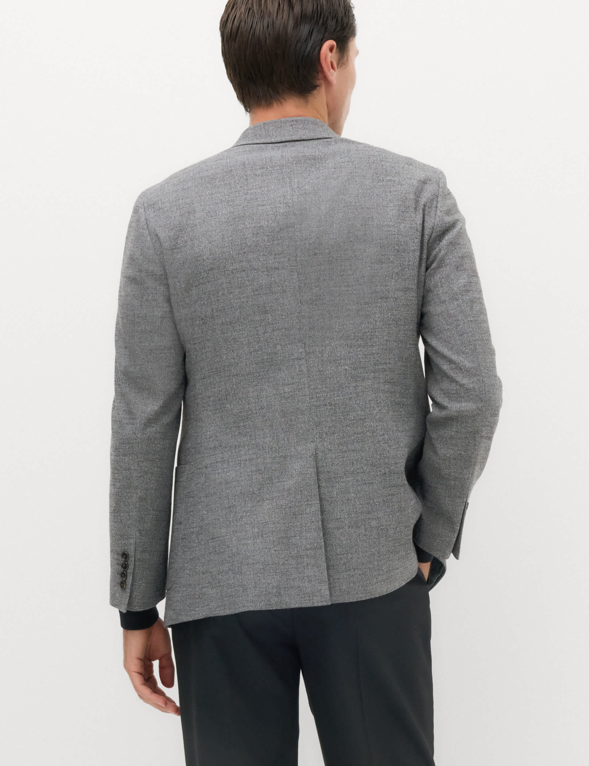 Regular Fit Textured Stretch Double Breasted Suit Jacket thumbnail 5