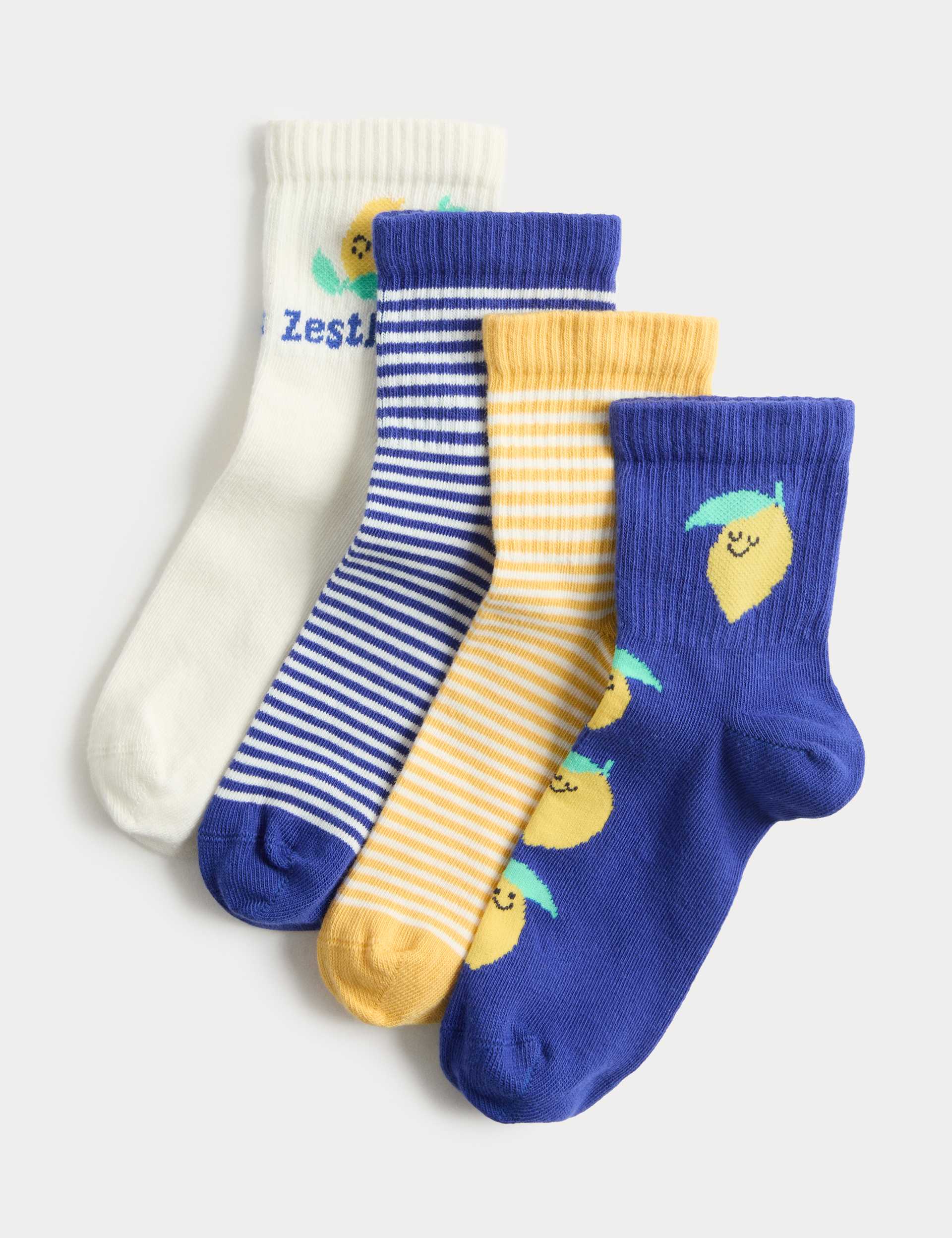 4pk Cotton Rich Lemon Socks (6 Small - 7 Large)