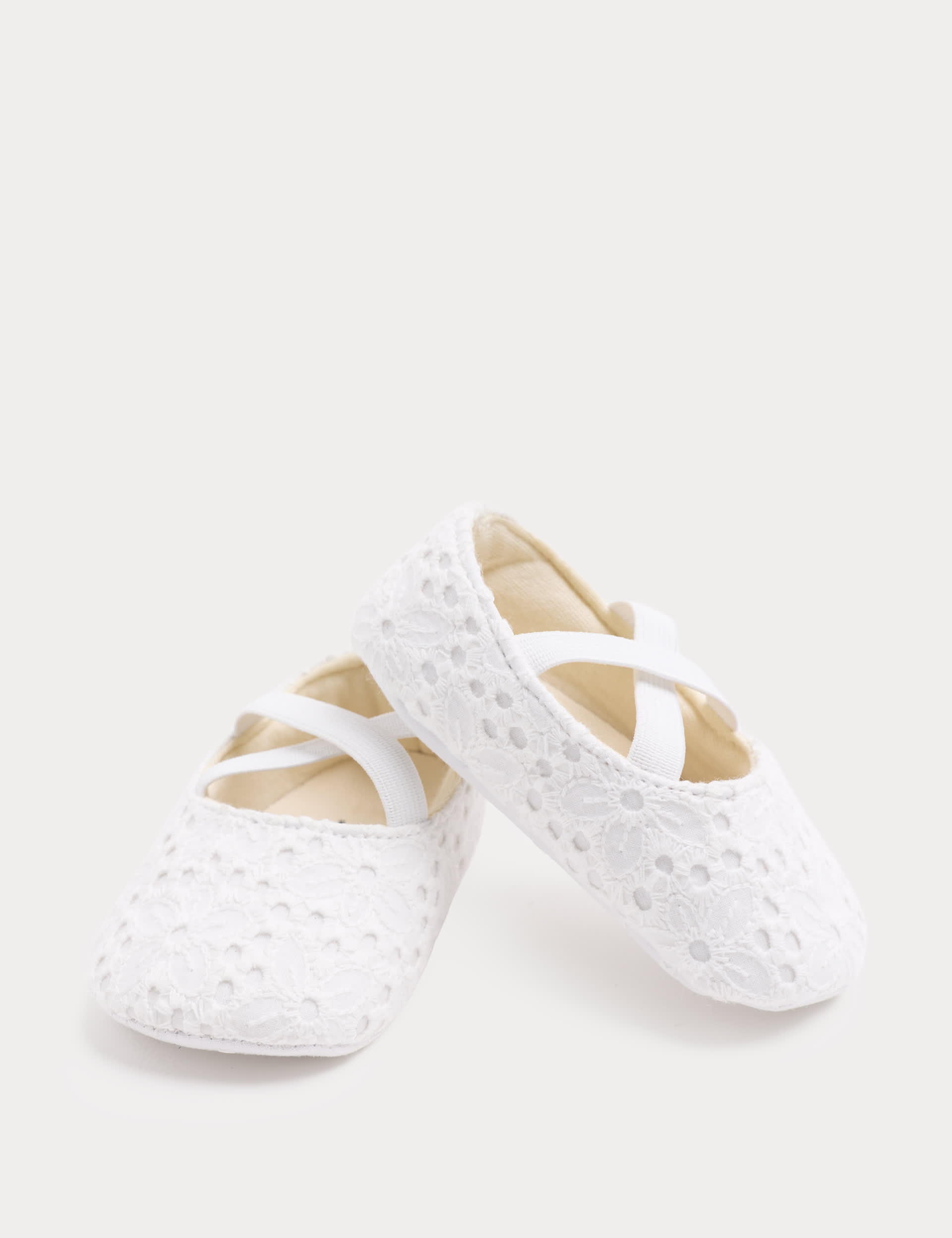 Baby Broderie Ballet Pram Shoes (0-18 Mths)