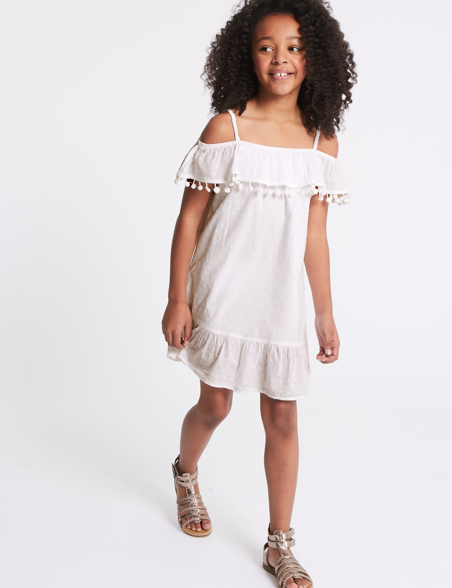 White pom pom dress discount