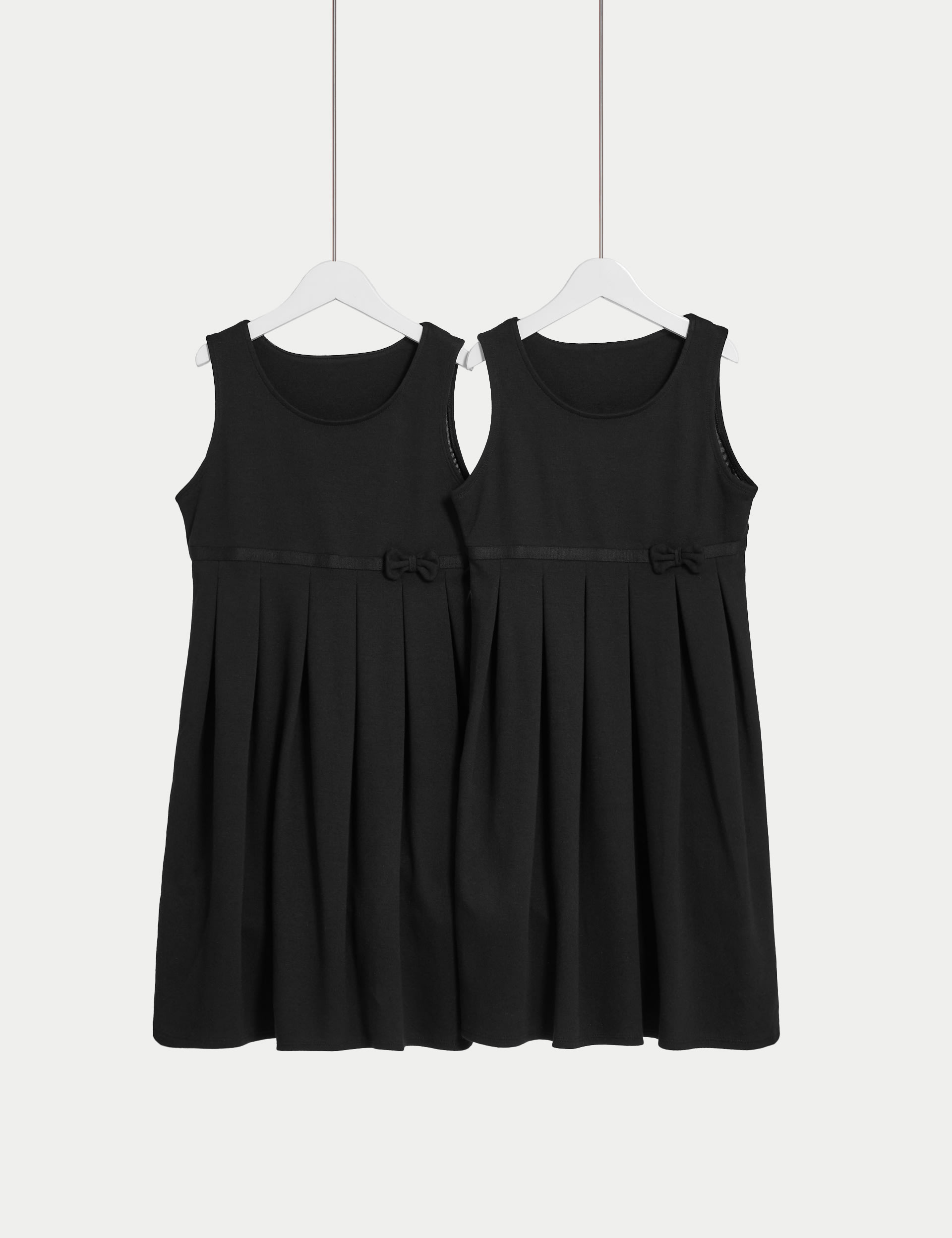 2pk Girls Jersey Bow School Pinafores 2 12 Yrs M S Collection M S