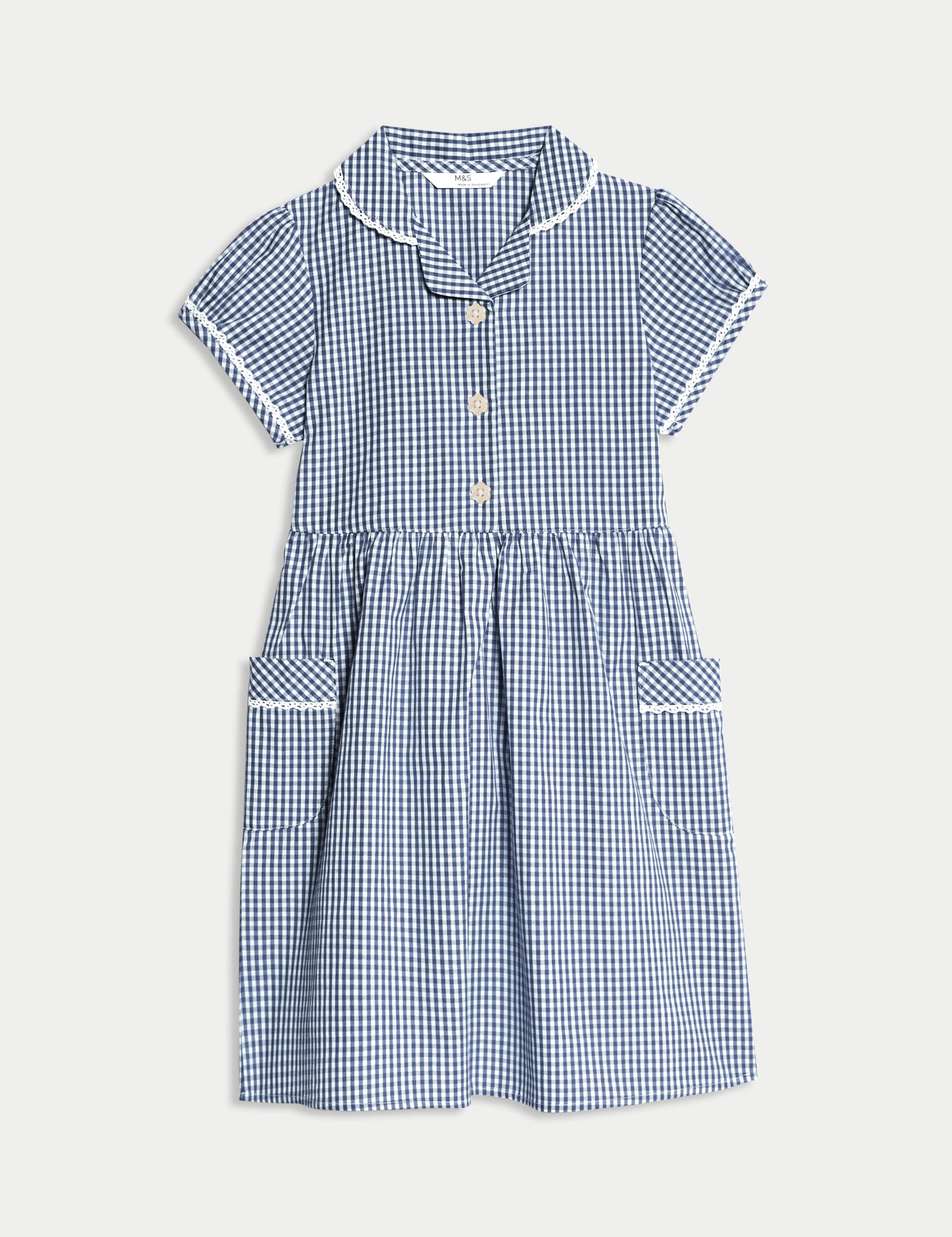 Pure Cotton Gingham School Dress (2-14 Yrs)