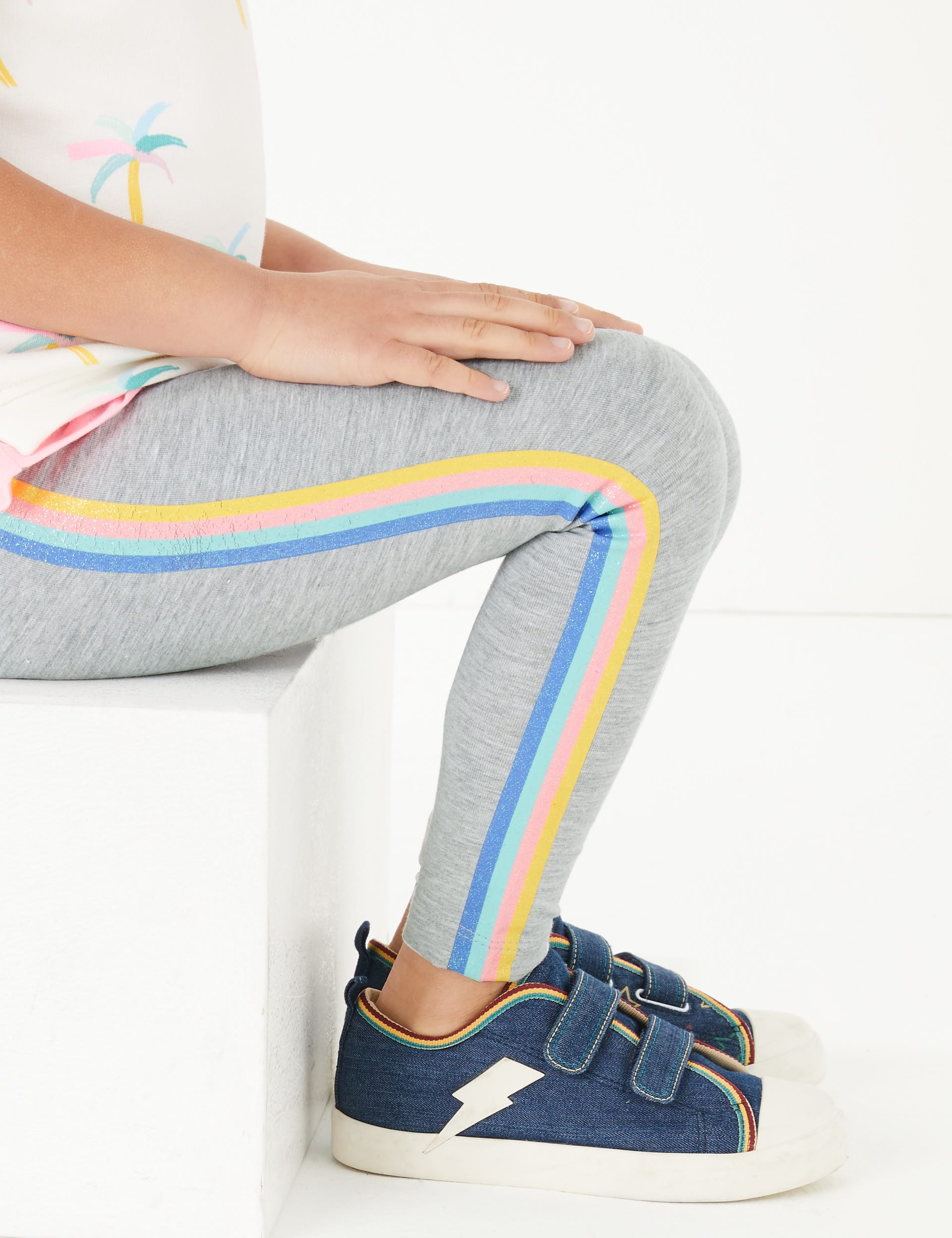 Cotton Rainbow Side Stripe Leggings 2 7 Yrs M S IE