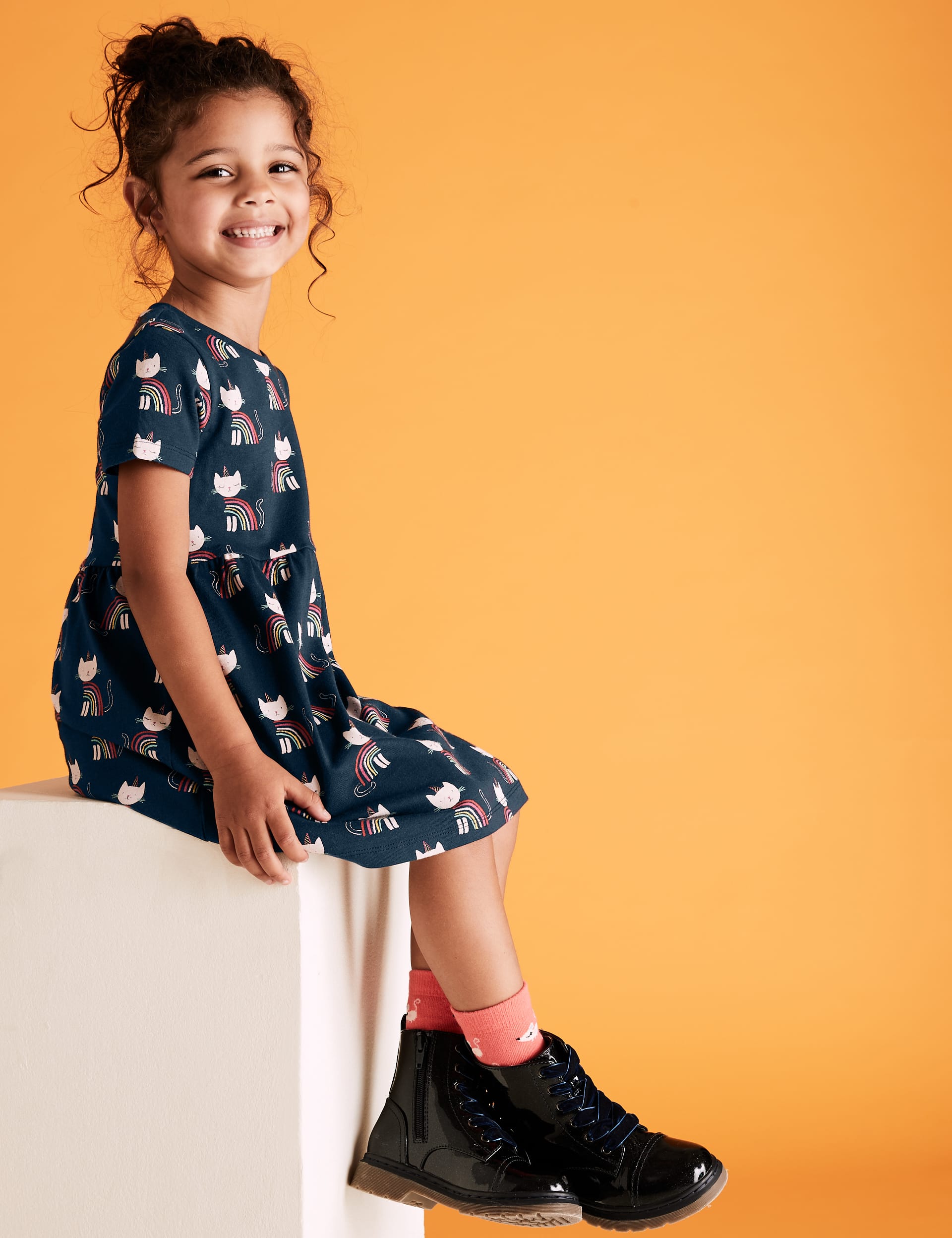 Rainbow cat dress sales