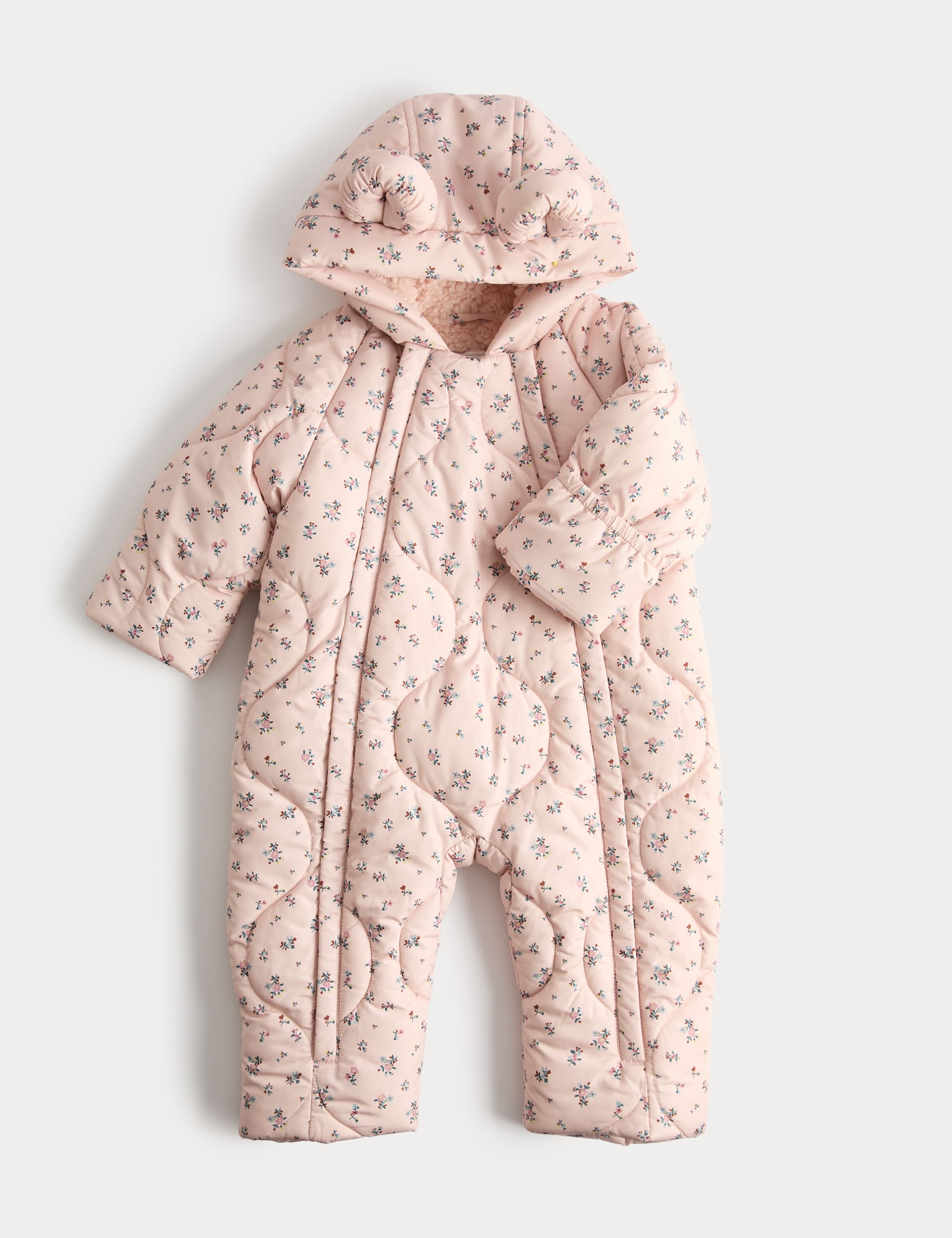 Ditsy Floral Quilted Snowsuit (0-3 Yrs) - Pink Mix