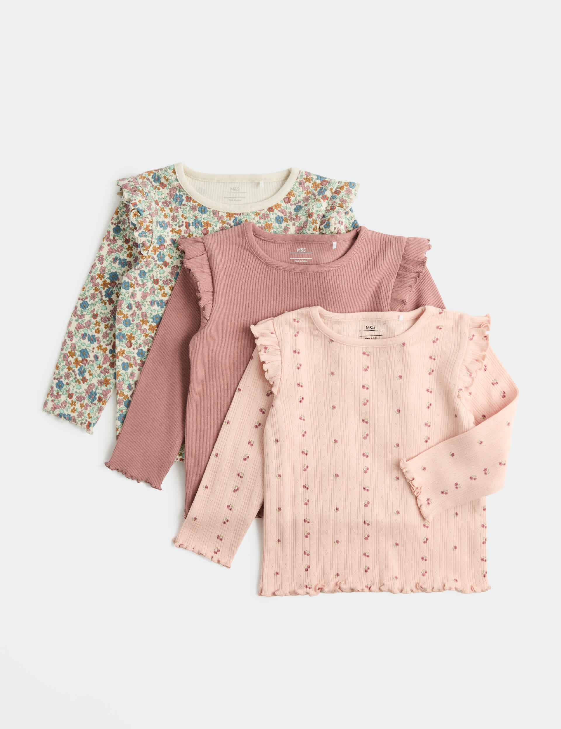 3 Pack Pure Cotton Jersey Floral Tops (0-5 Yrs)