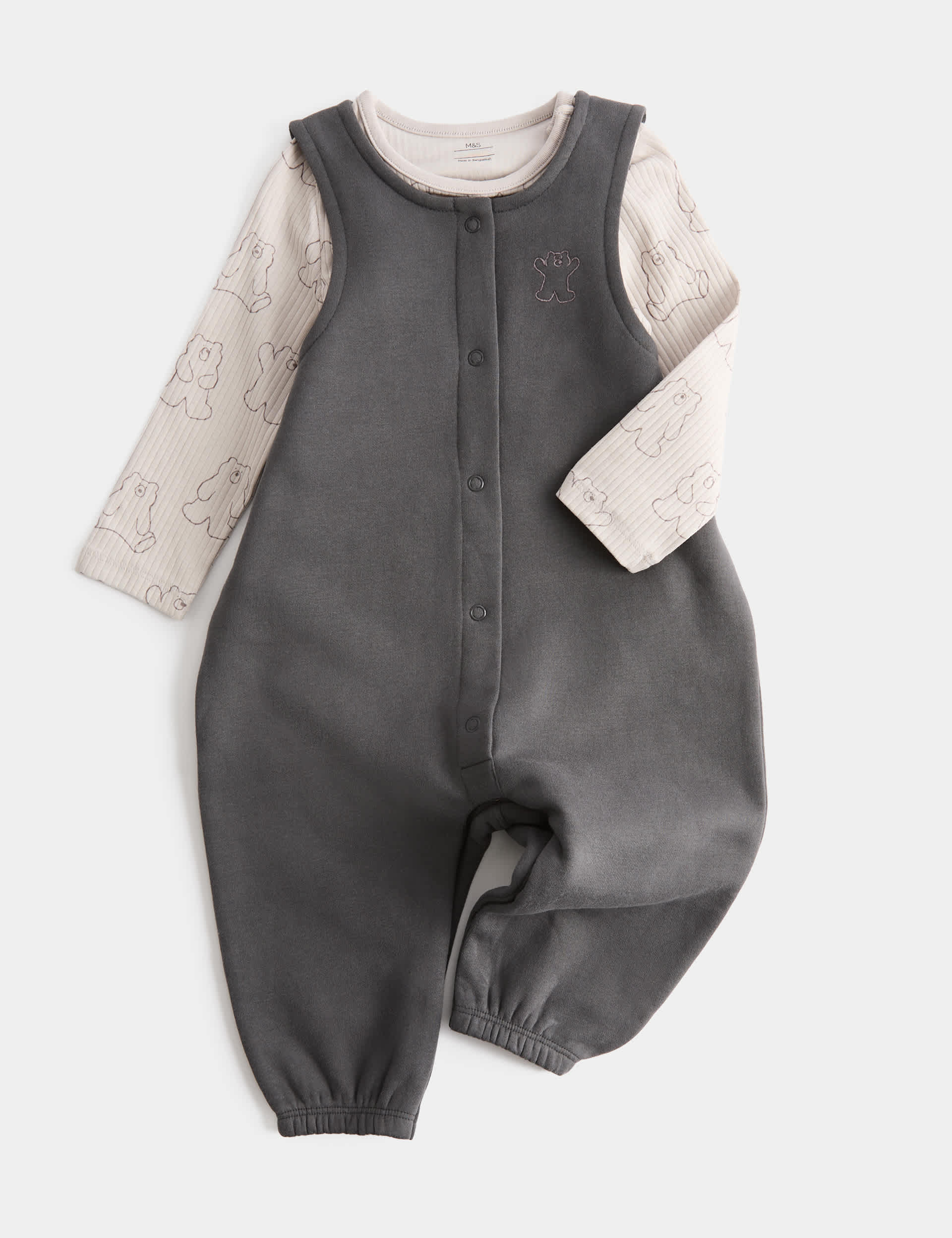 2 Piece Cotton Rich Jersey Bear Dungarees (0 Mths-3 Yrs)