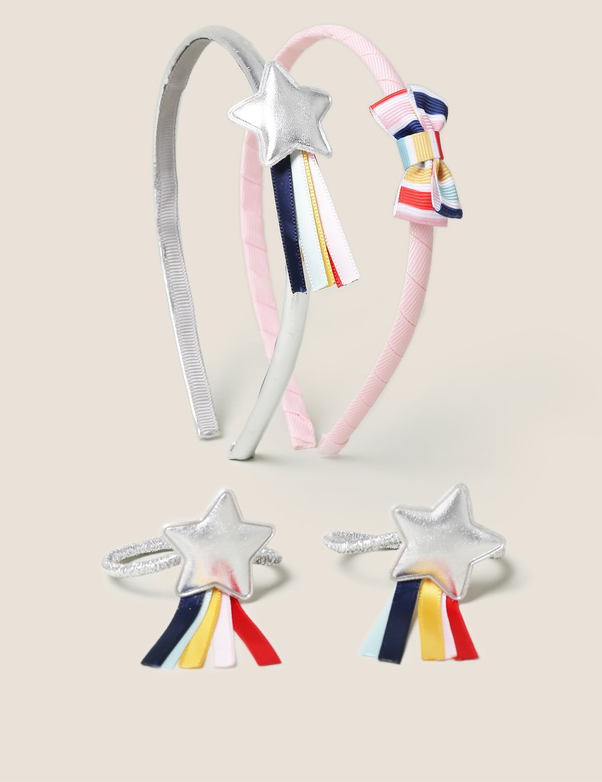 Kids Rainbow Alicebands and Star Hair Bobbles Multipack