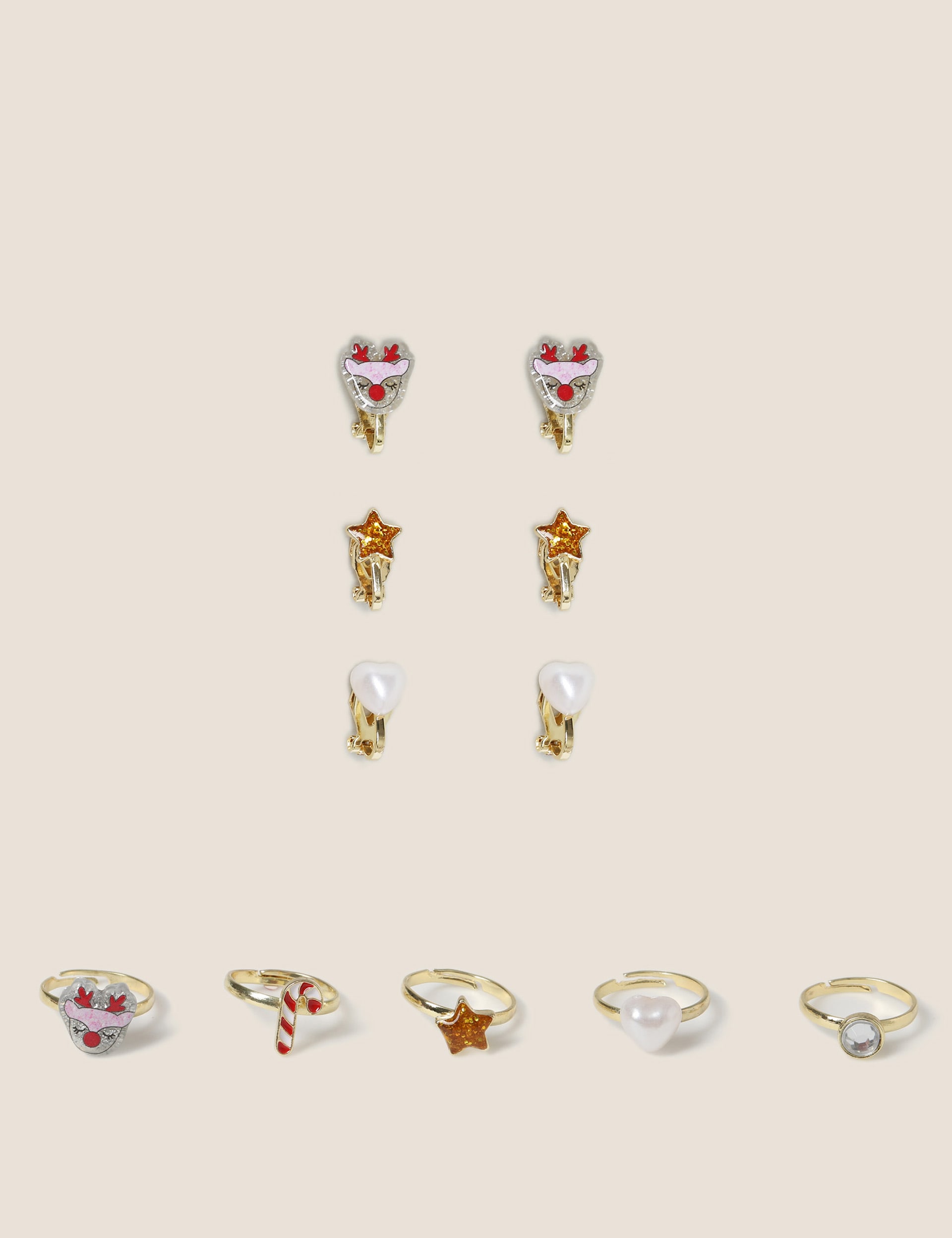 2 Pack Hair Clips and 3 Pack Clip On Earrings and Ring Box