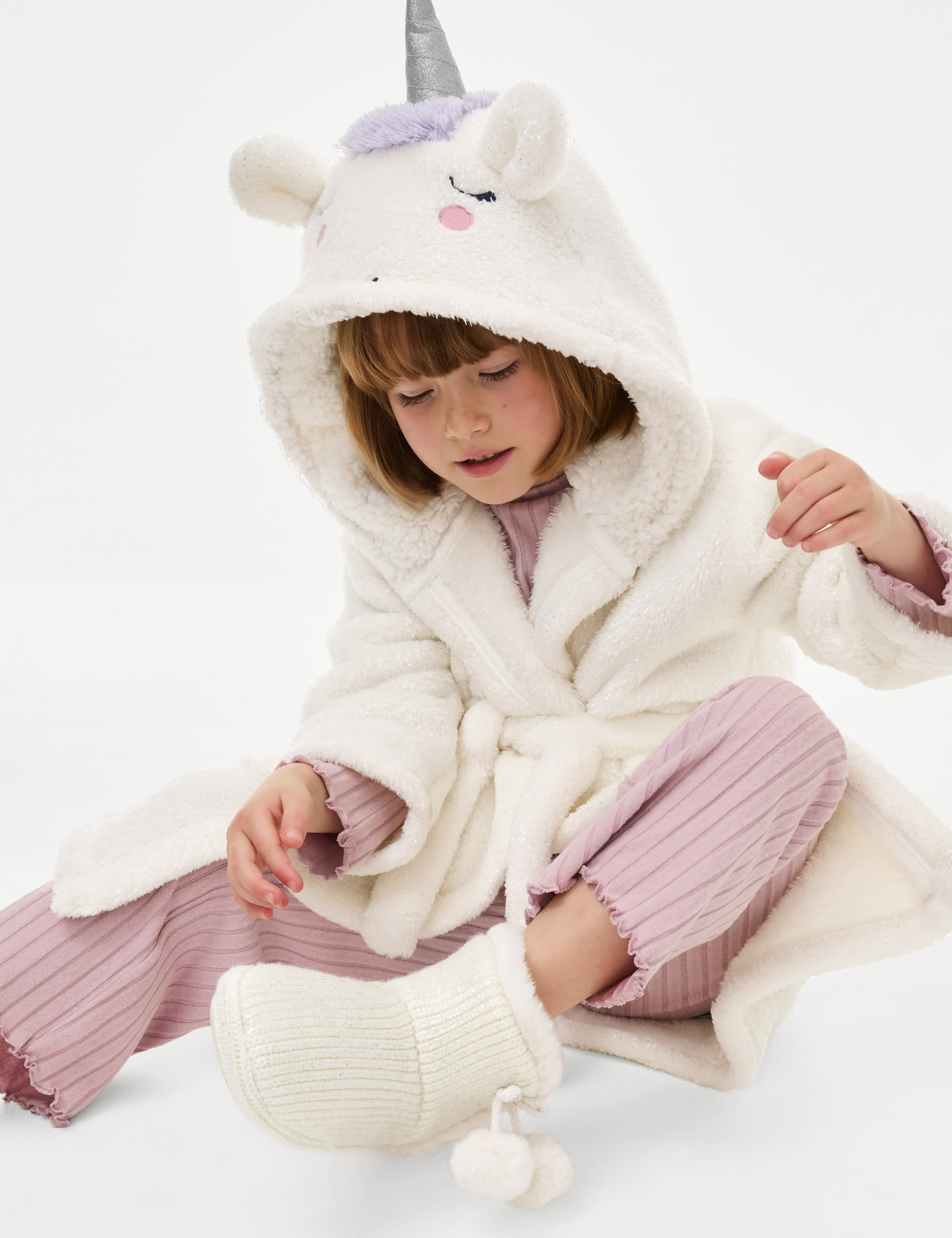 Unicorn Hooded Dressing Gown 1 8 Yrs M S Collection M S