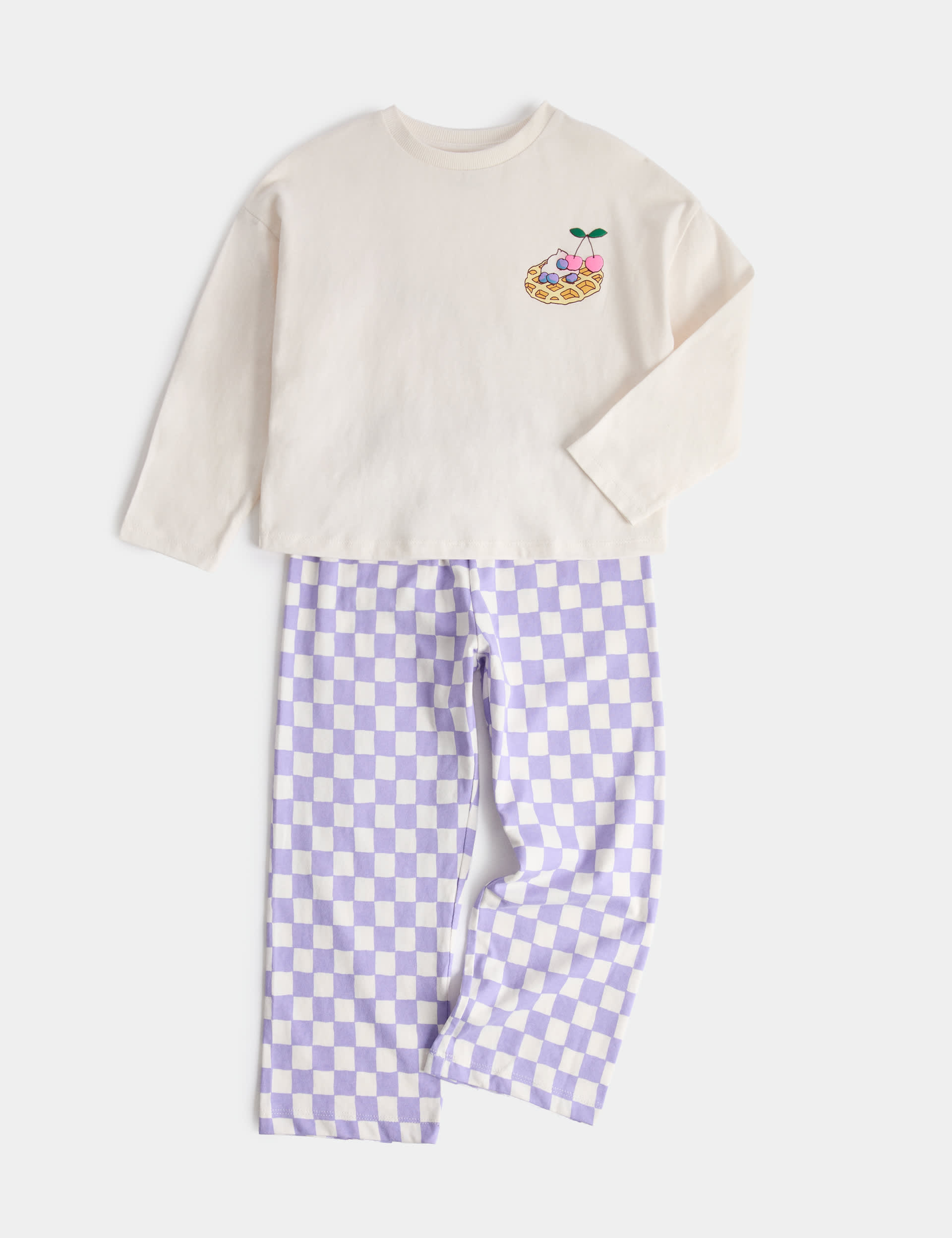 Pure Cotton Waffle Graphic Pyjamas (1-8 Yrs)