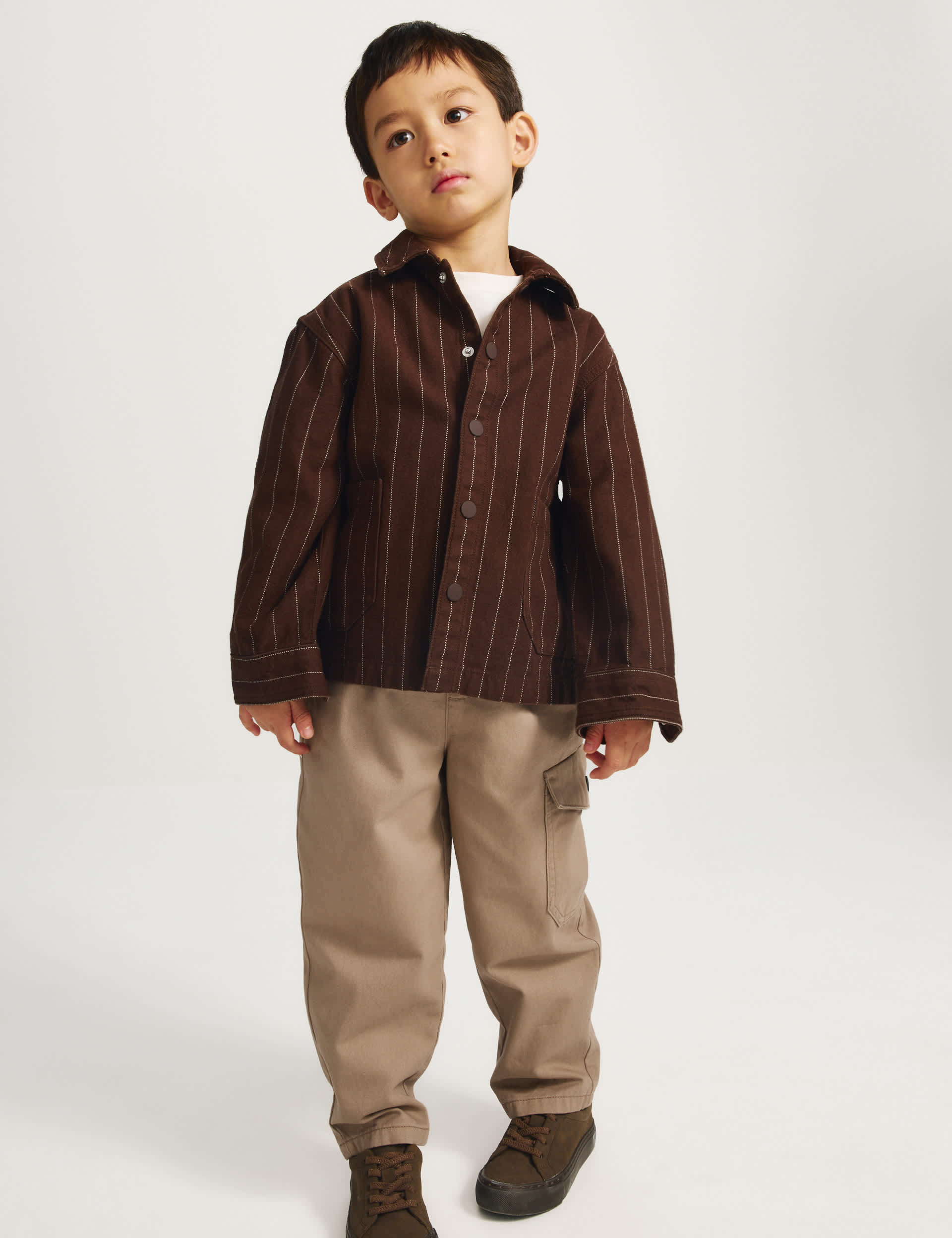 3 Piece Pure Cotton Striped Shacket Outfit (2-8 Yrs)