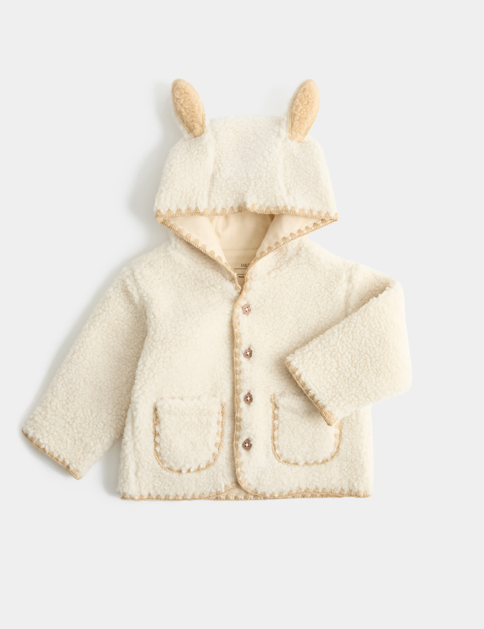 Borg Jacket with Ears (0-12 Mths) - Cream