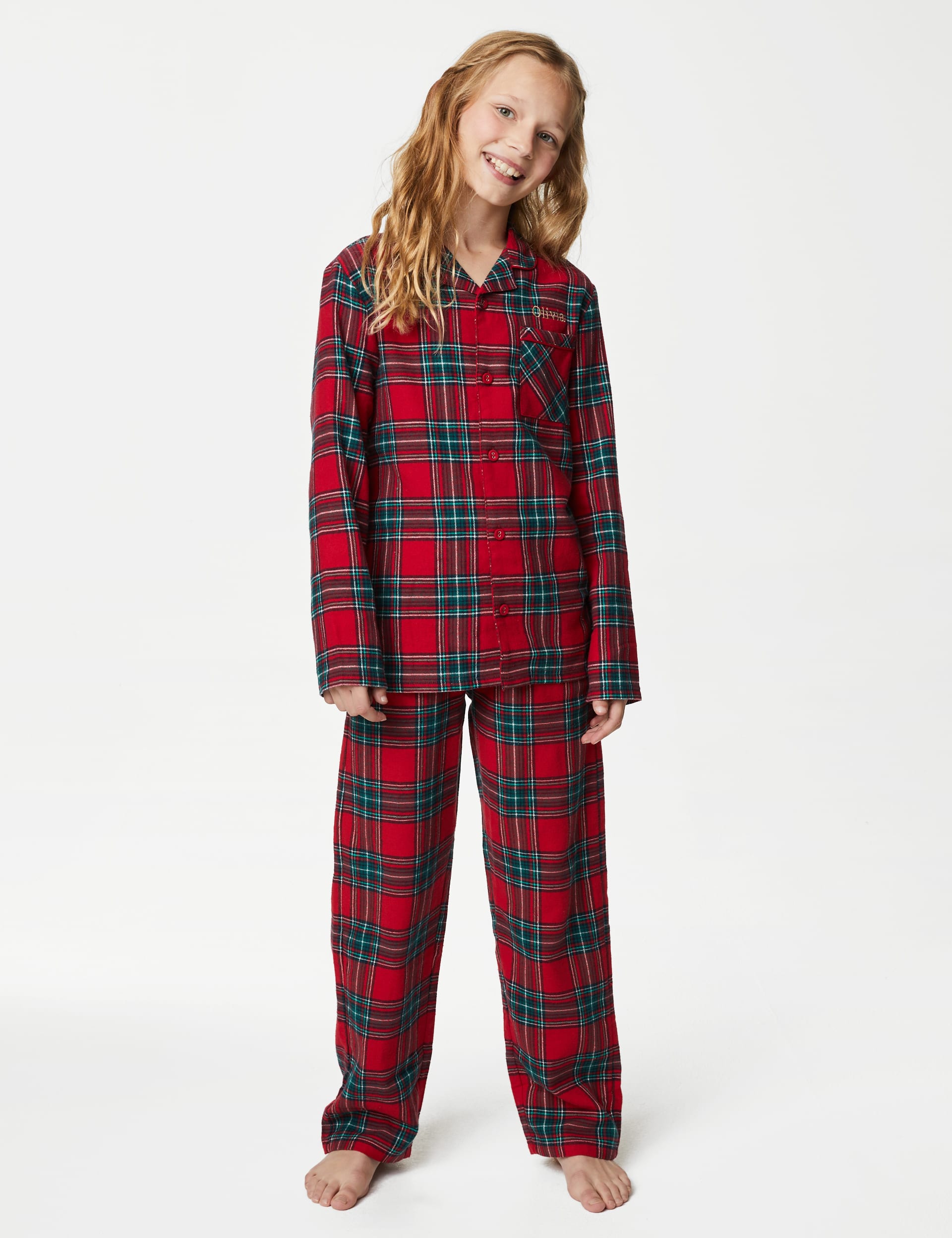 Personalised Kids Checked Pyjamas Set 1 16 Yrs M S Collection M S