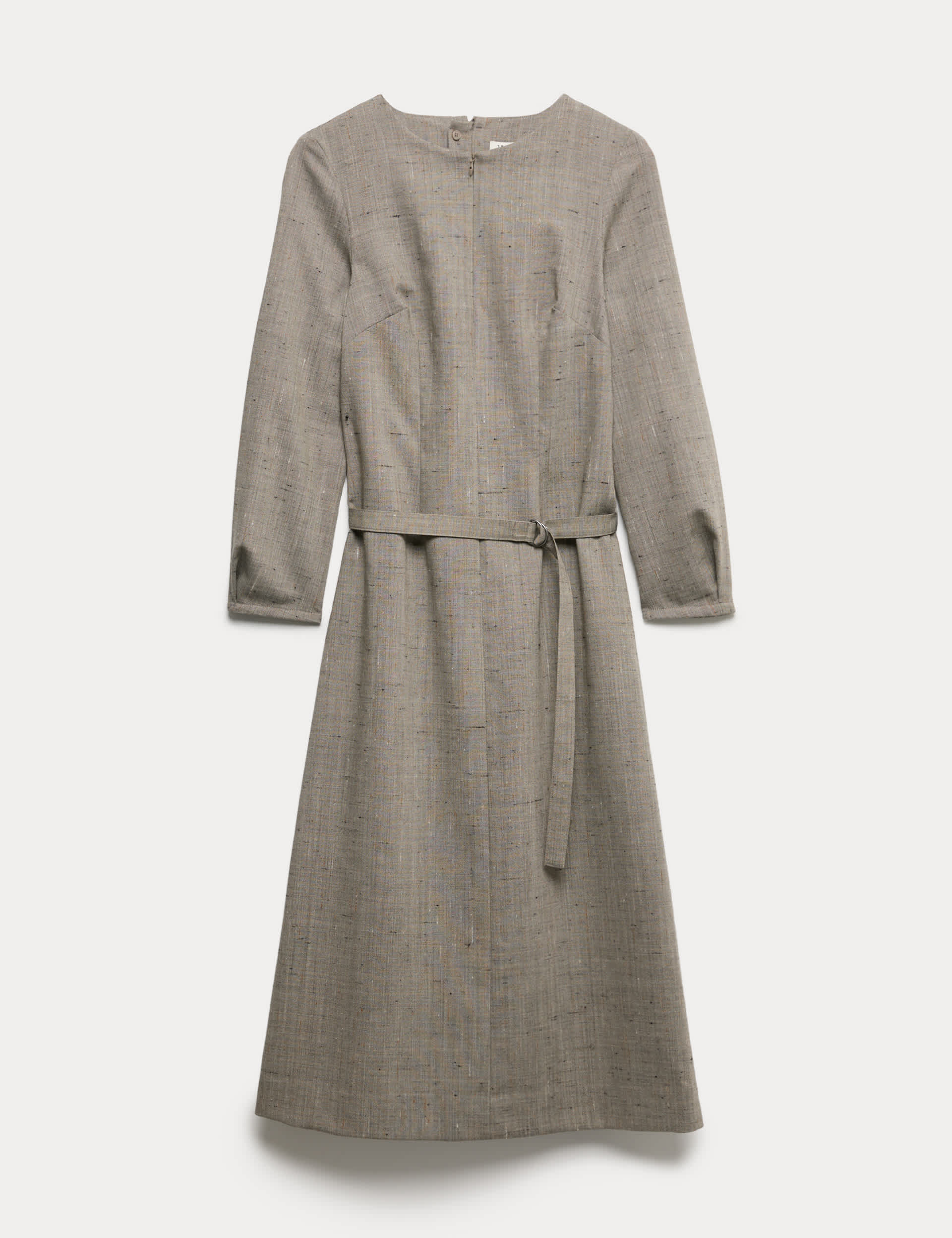 Wool Rich Flannel Belted Midi Skater Dress