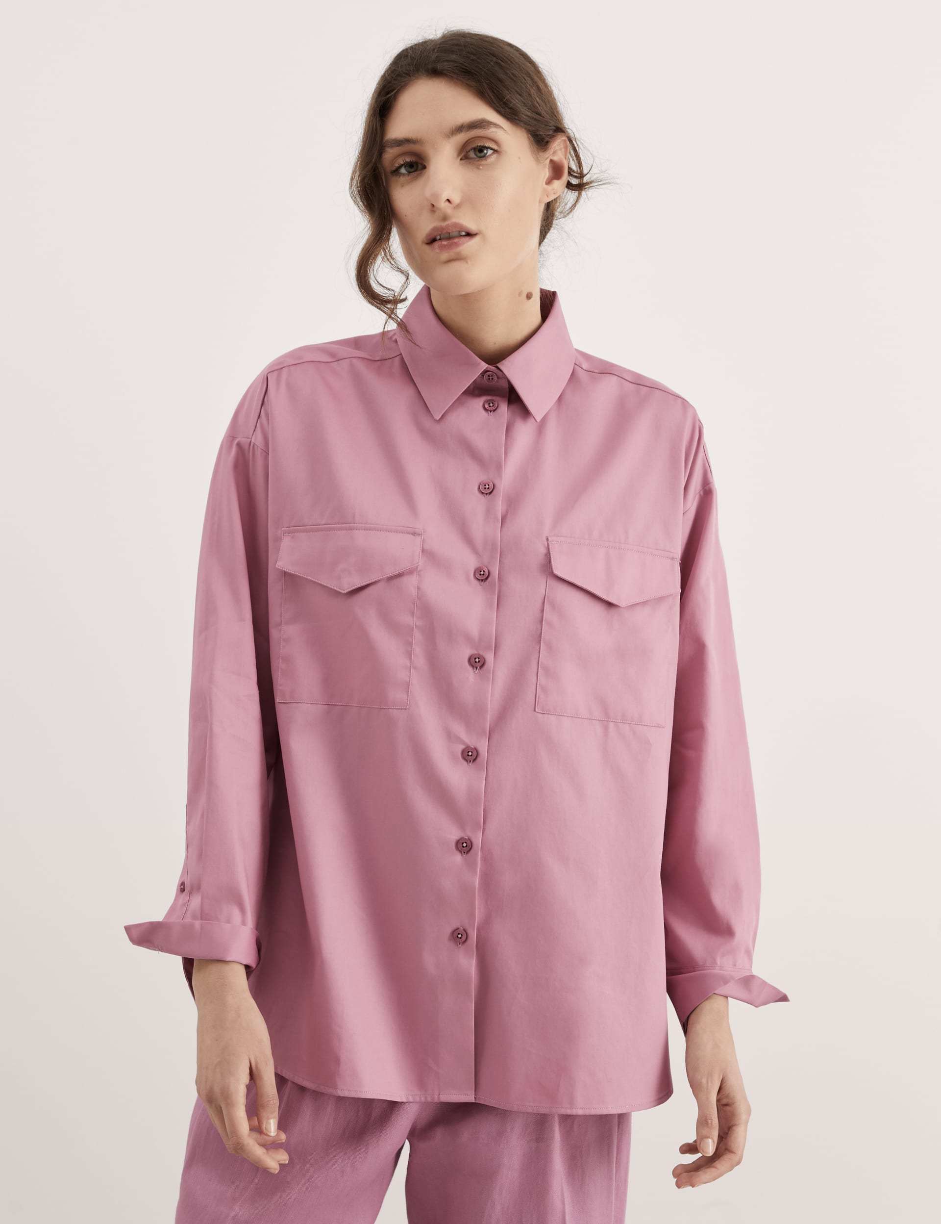 Pure Cotton Collared Relaxed Utility Shirt | JAEGER | M&S