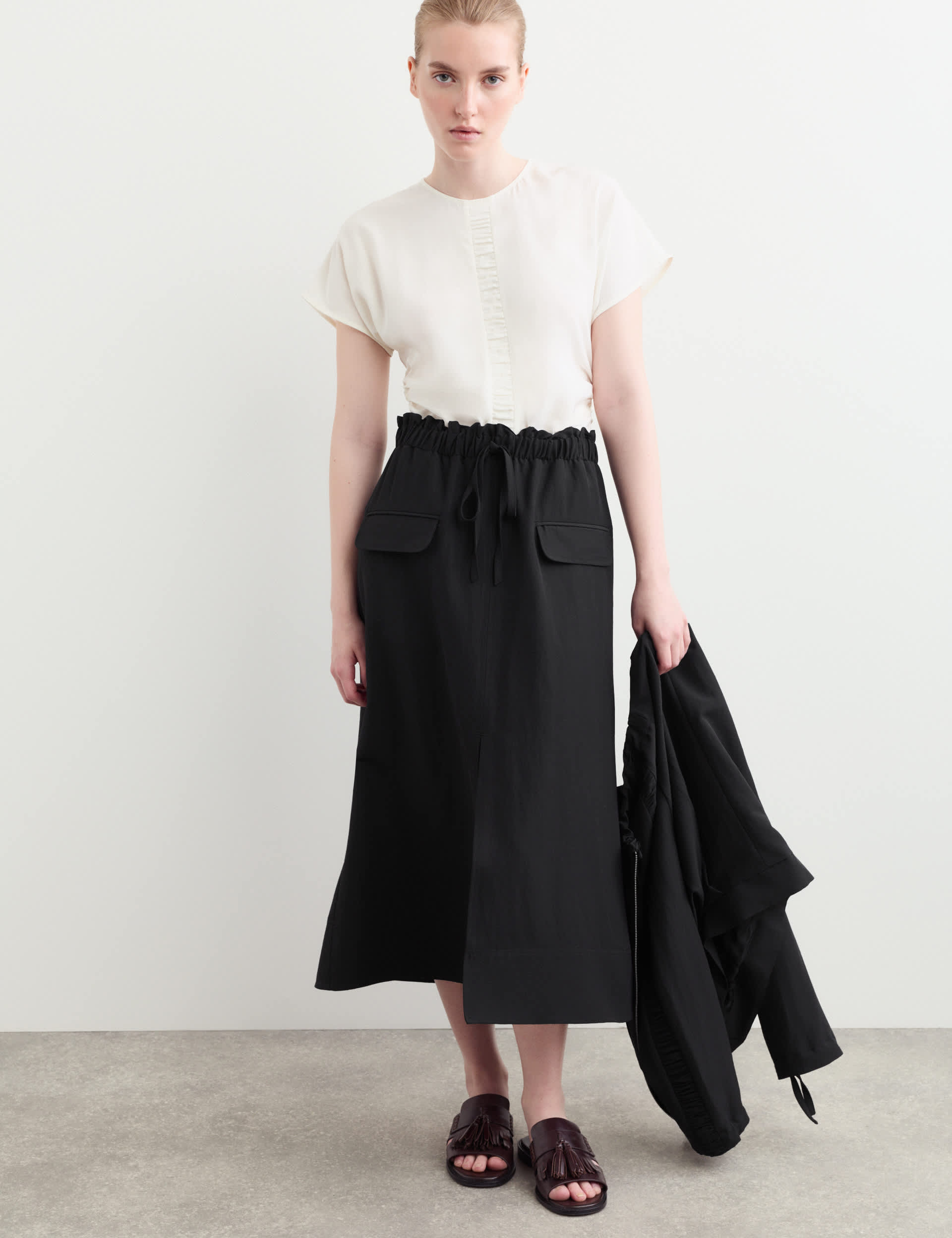 Wool Rich Midi A-Line Skirt