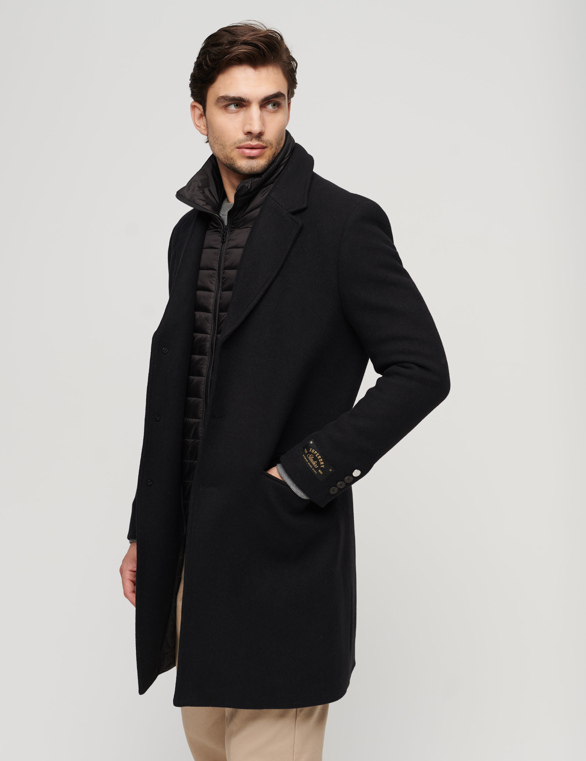 Wool Rich Removable Gilet Overcoat Superdry M S