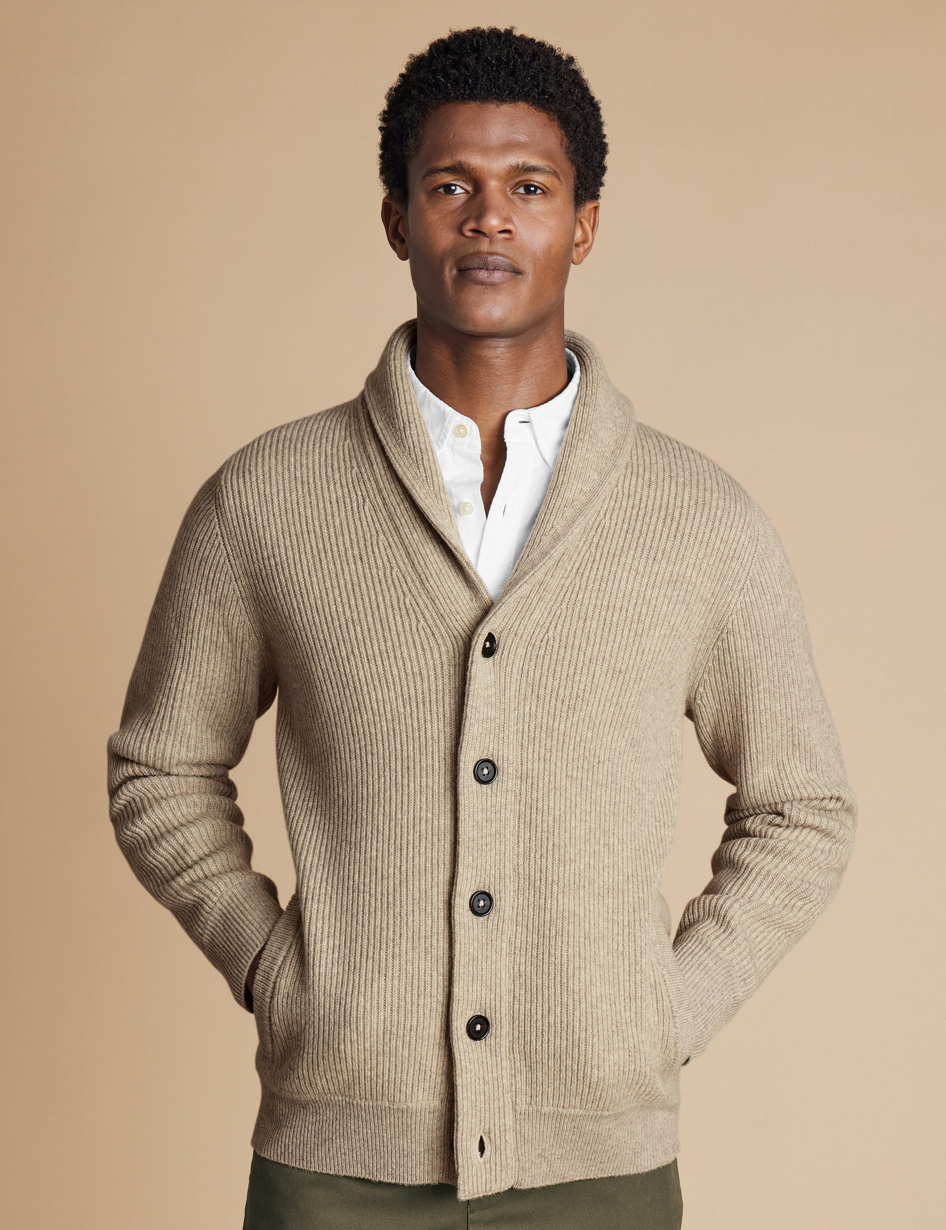Pure Merino Wool Shawl Collar Cardigan