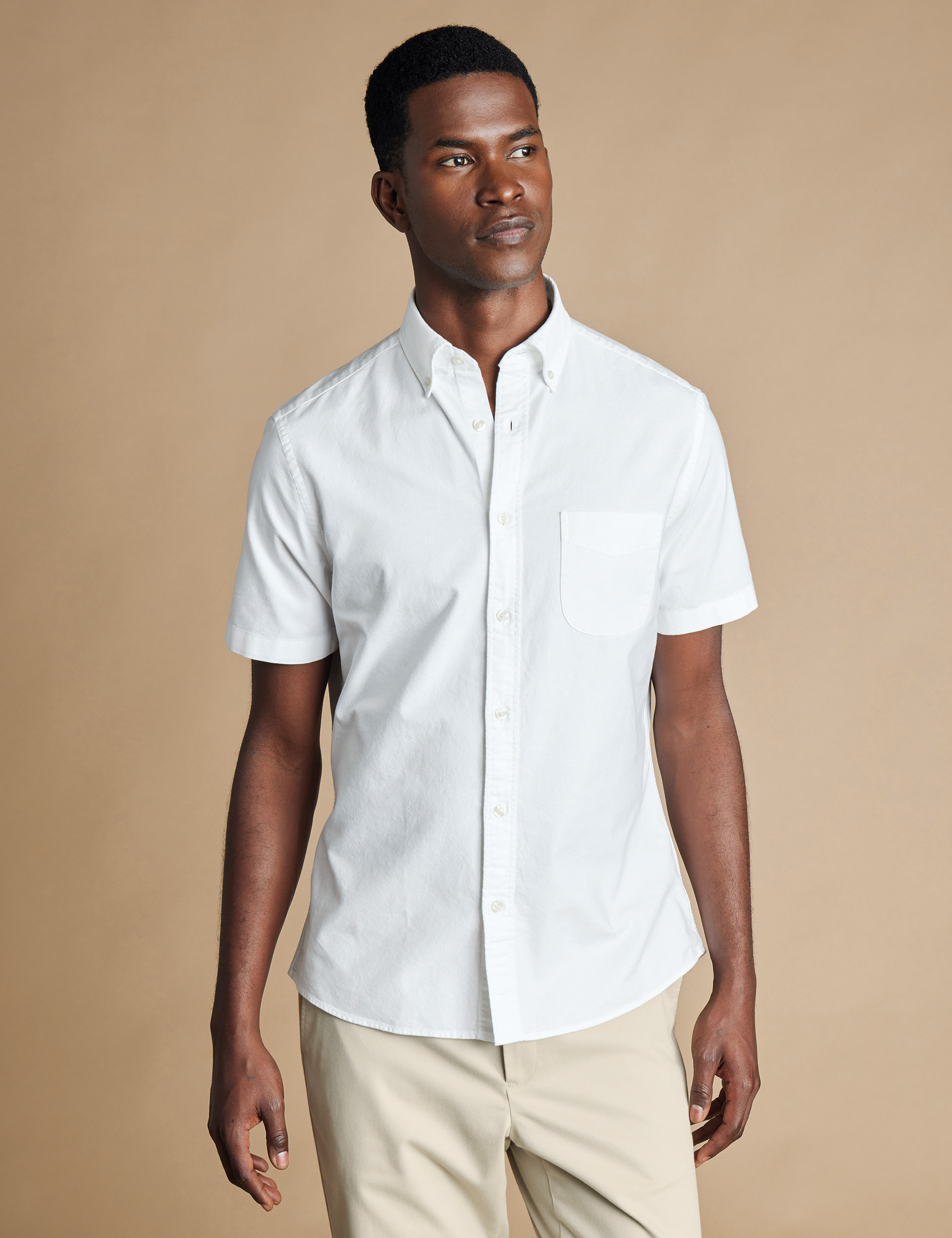 Men's White Standard Slim Fit Oxford Cotton Casual Shirt