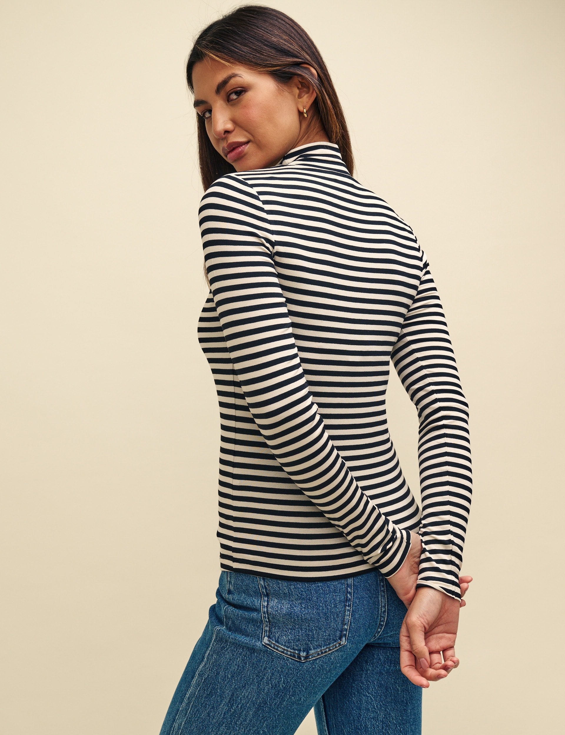 High neck striped top best sale