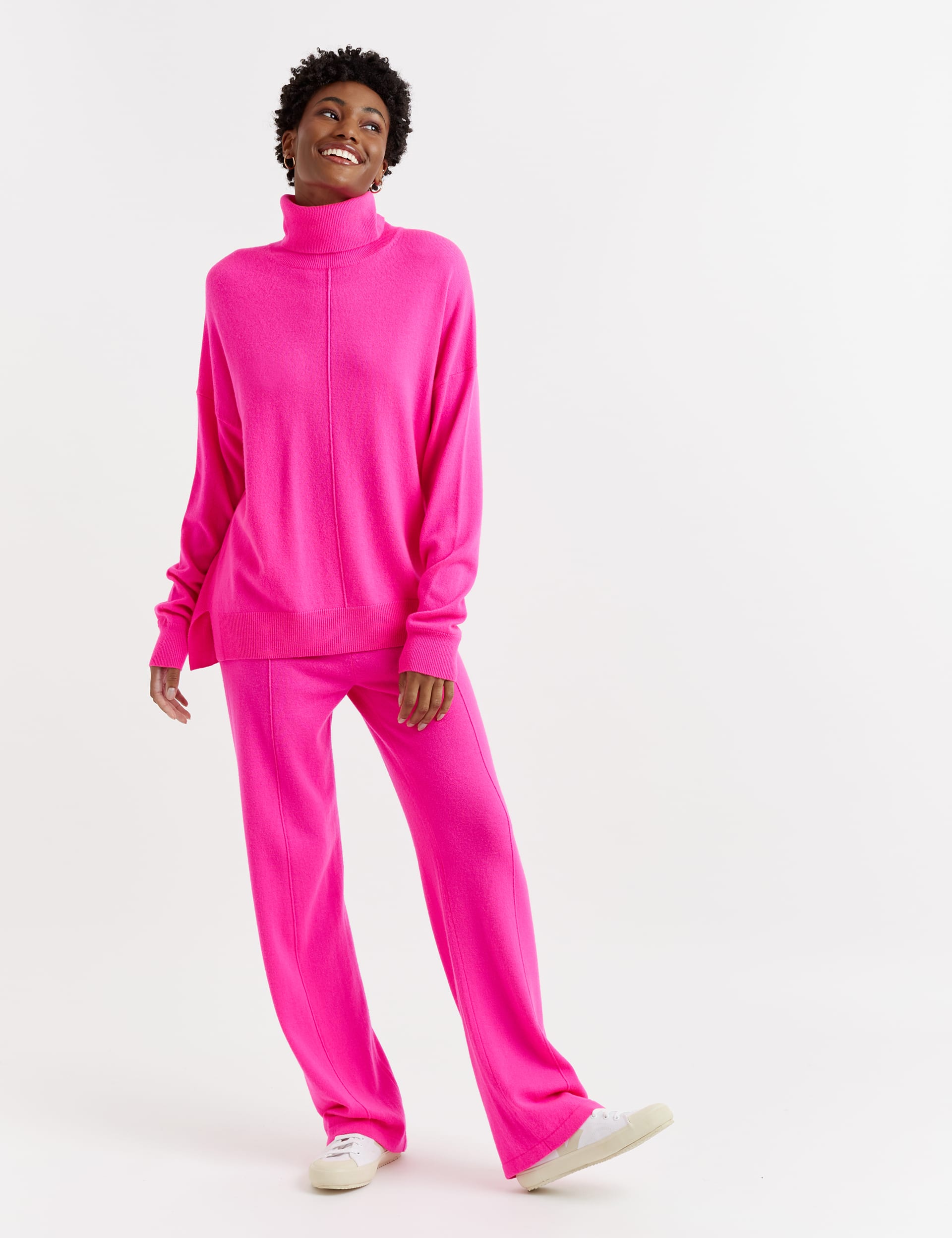 Wool Rich with Cashmere Roll Neck Relaxed Jumper