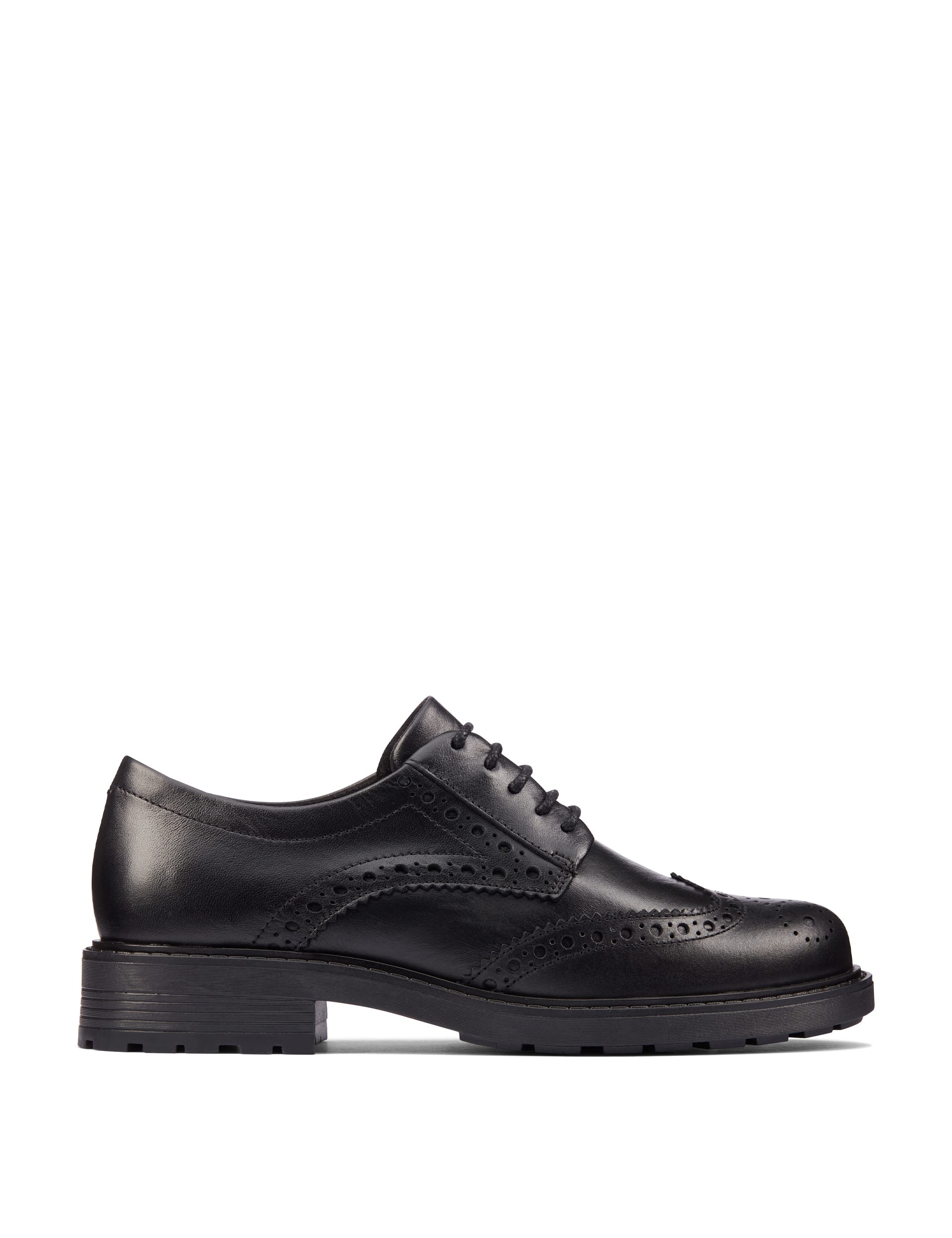 Wide Fit Leather Block Heel Brogues Clarks M S