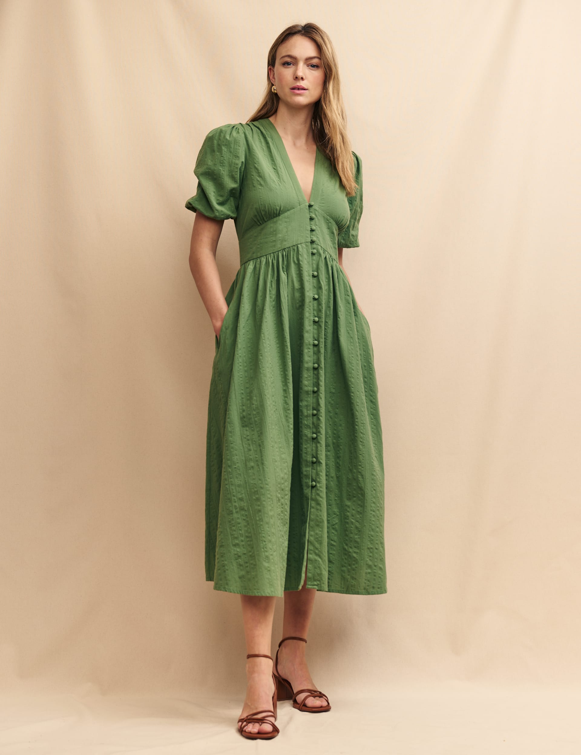 Pure Cotton V-Neck Midaxi Waisted Dress | Nobody's Child | M&S