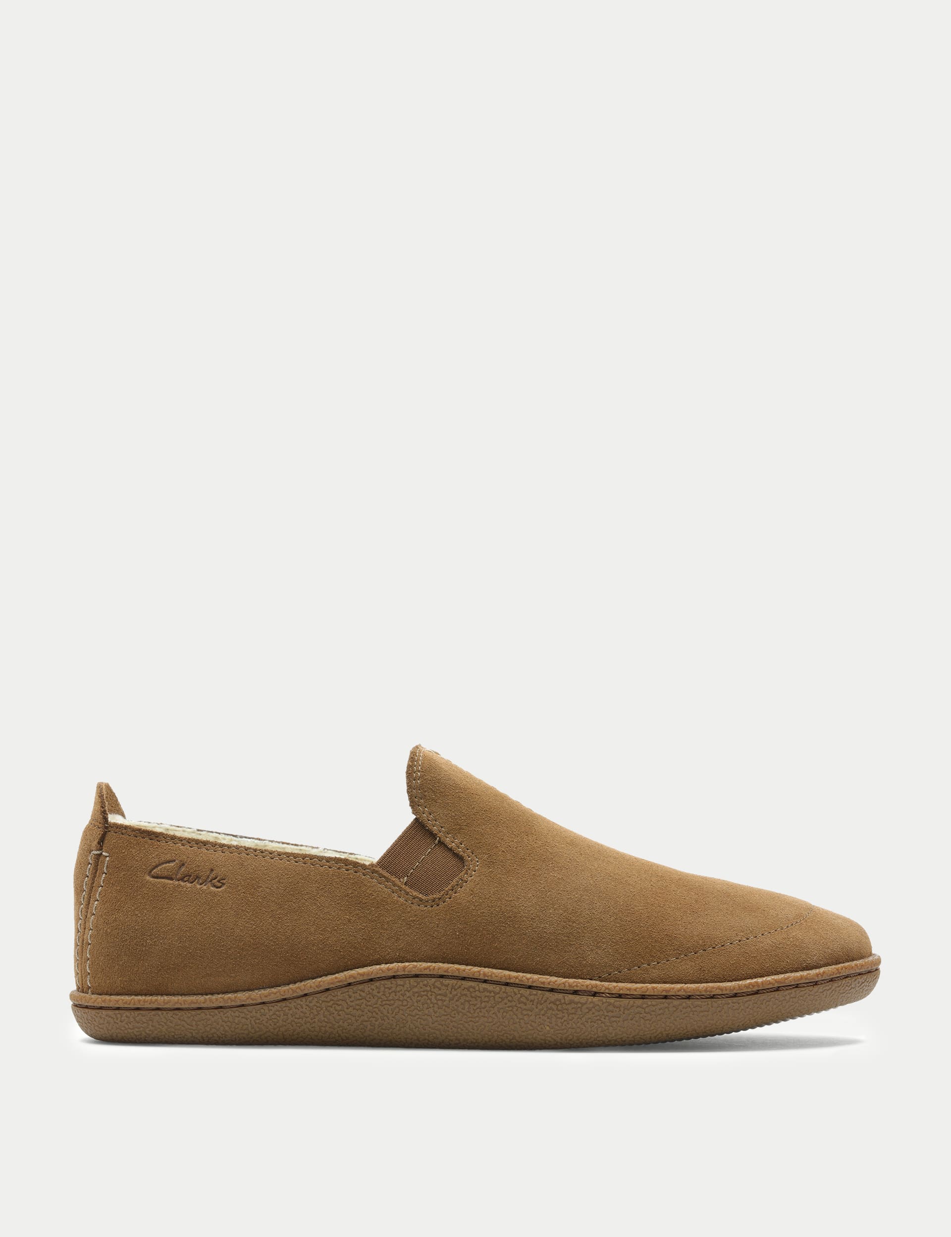 Suede Faux Fur Lined Moccasin Slippers Clarks M S