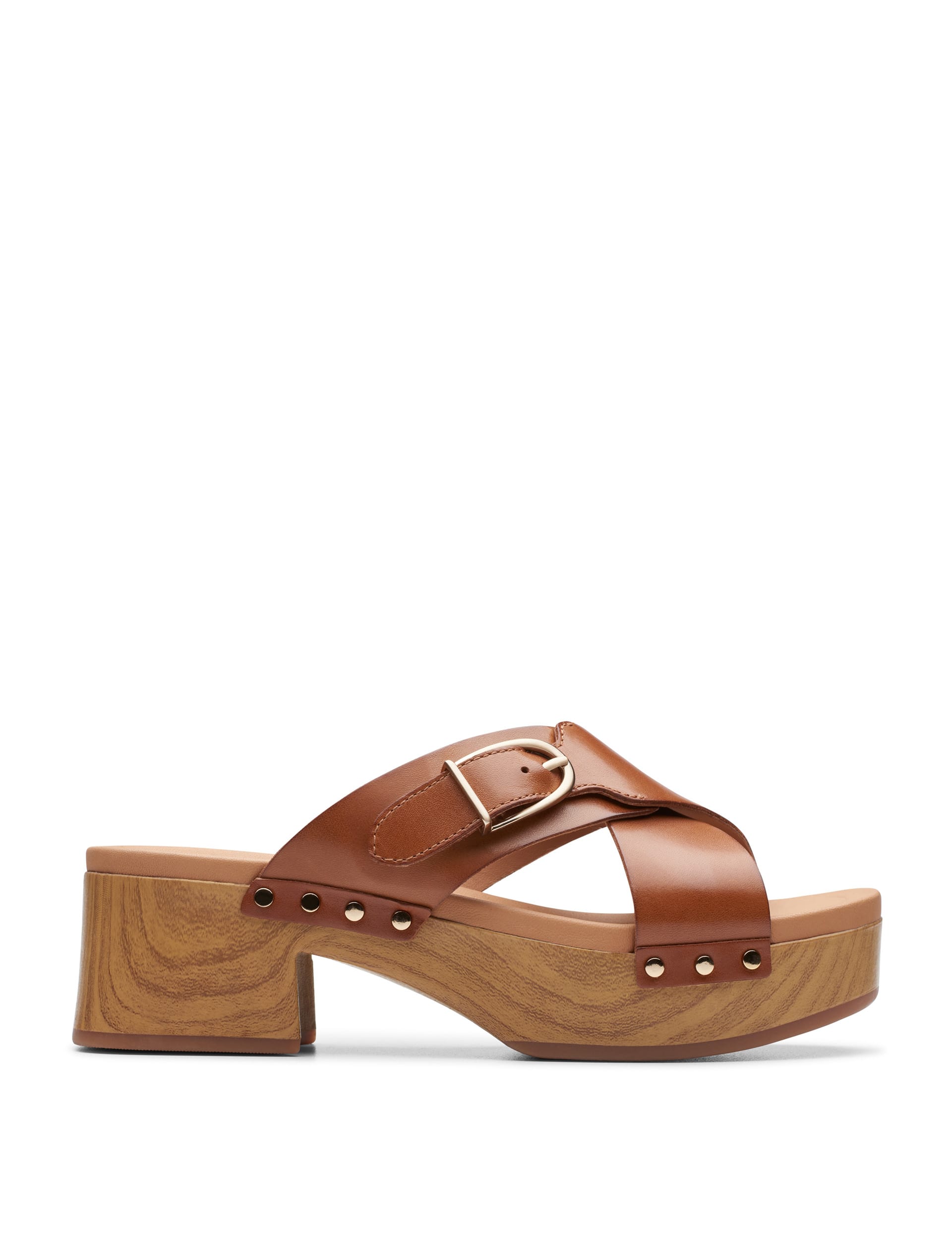 Leather Metallic Platform Clogs Clarks M S