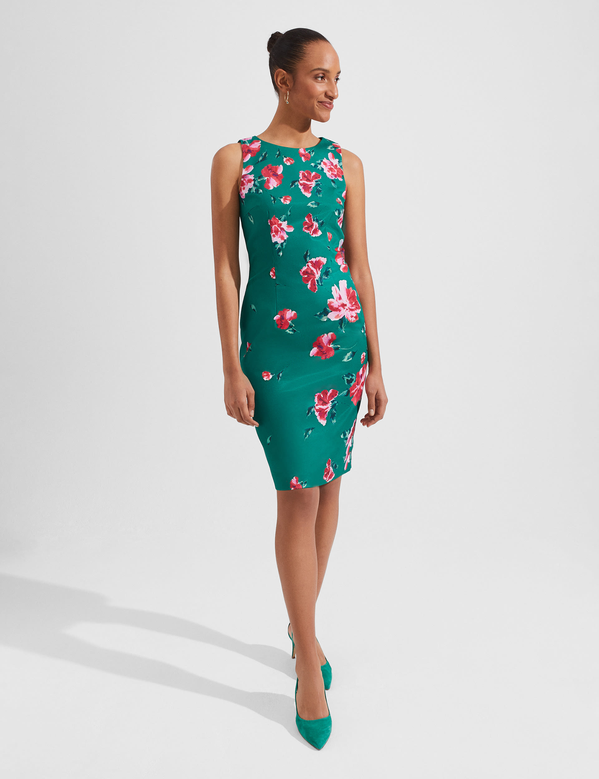 Floral Round Neck Knee Length Bodycon Dress | HOBBS | M&S