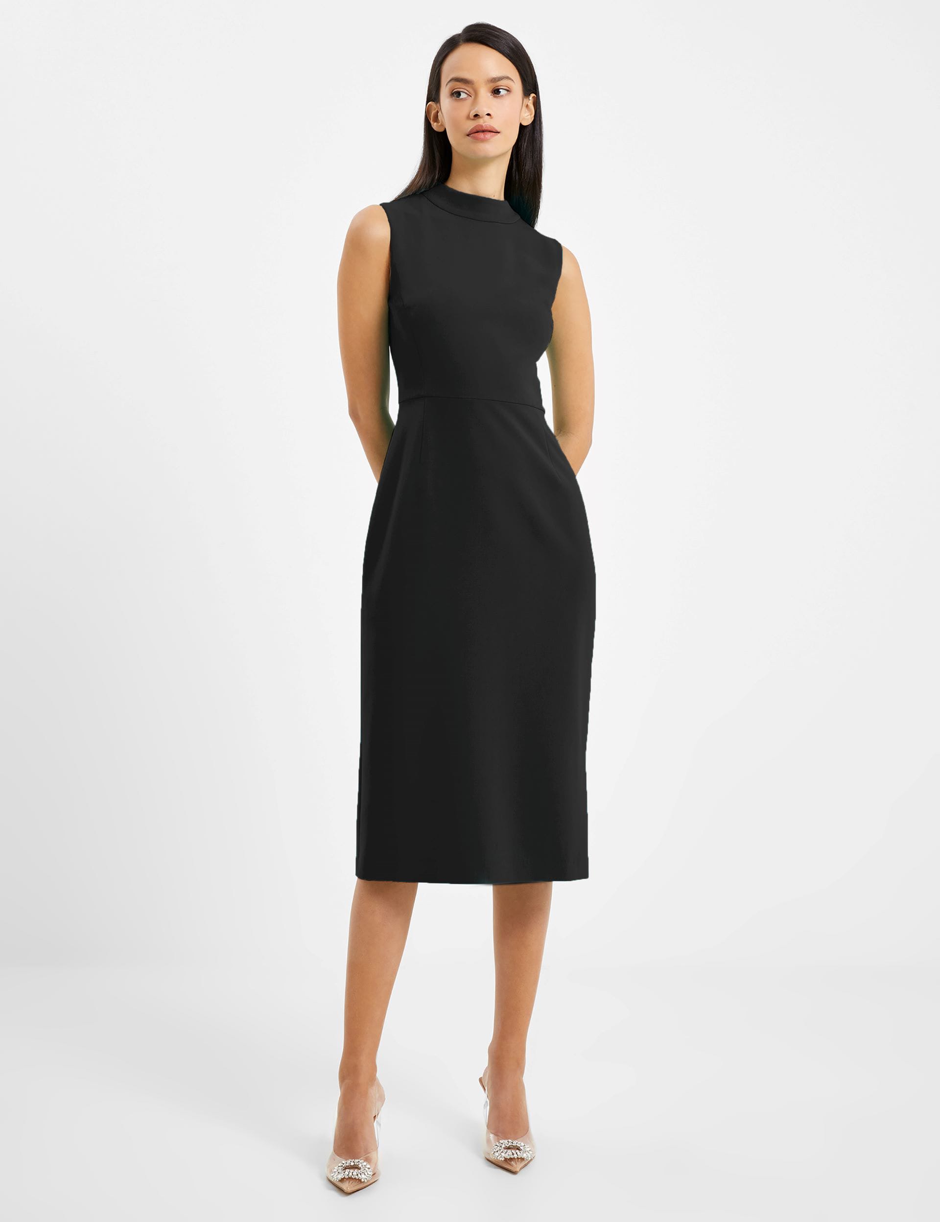 Crepe High Neck Midi Tailored Dress French Connection M S