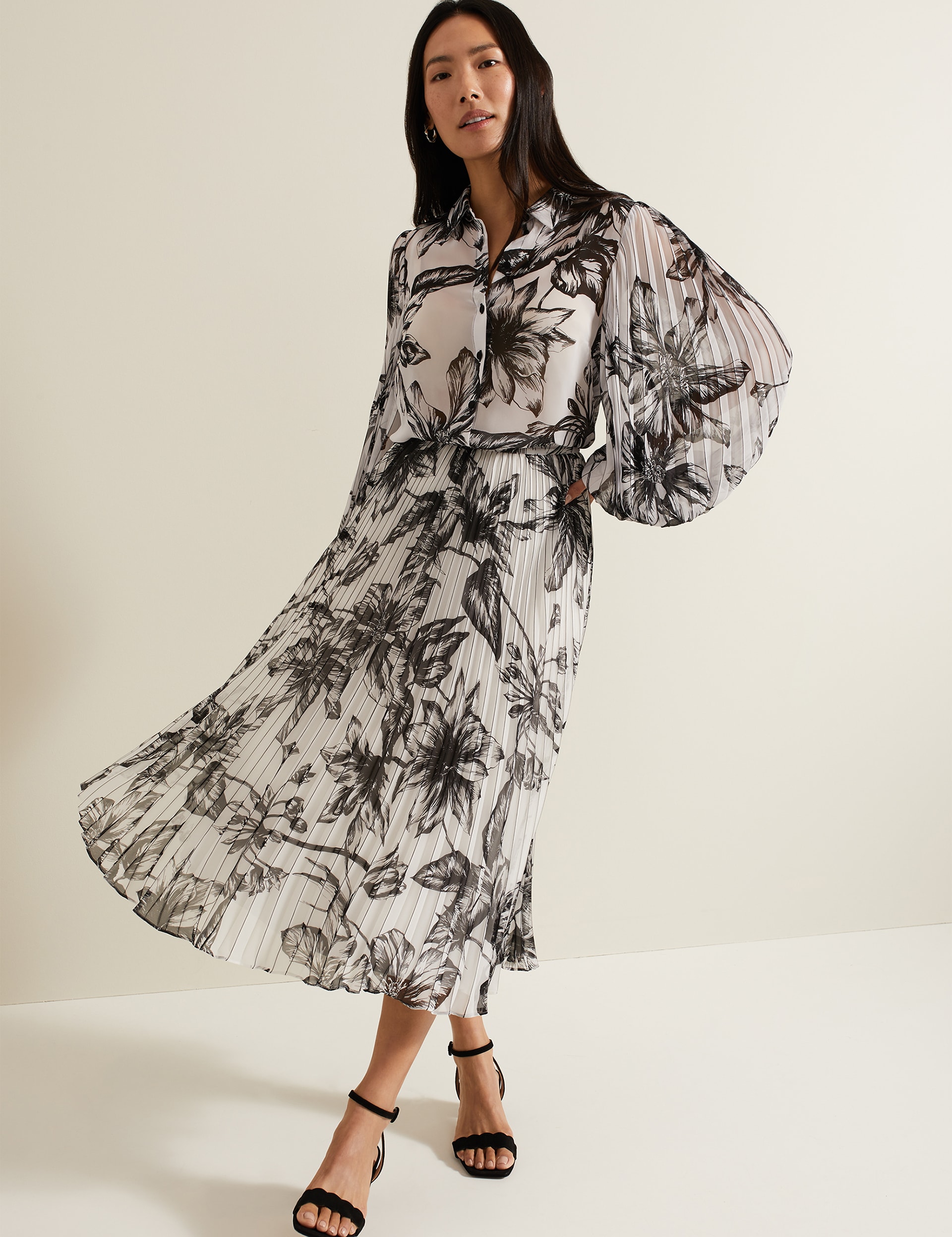 Floral Pleated Midi Skirt Phase Eight M S