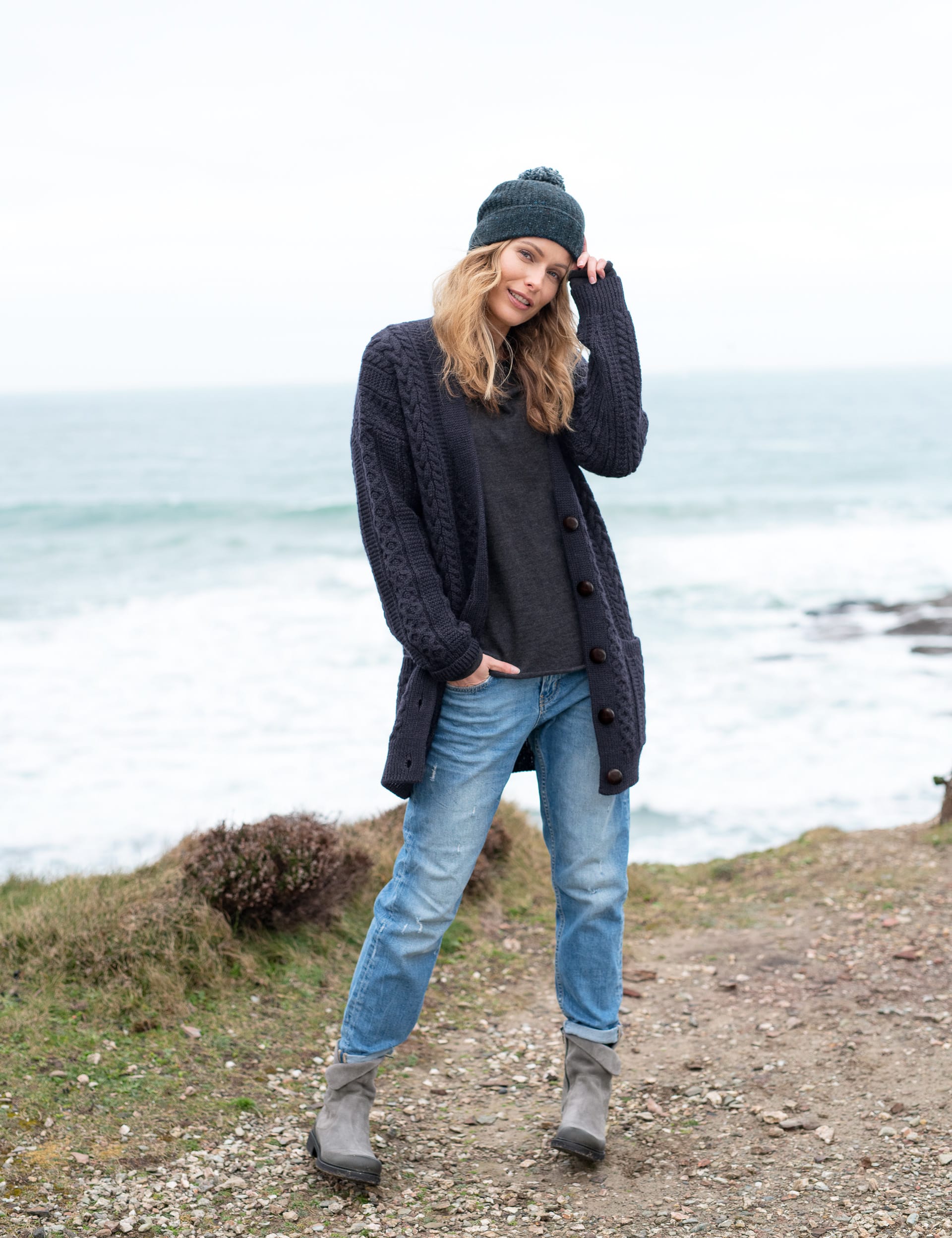 Pure Wool Cable Knit Cardigan