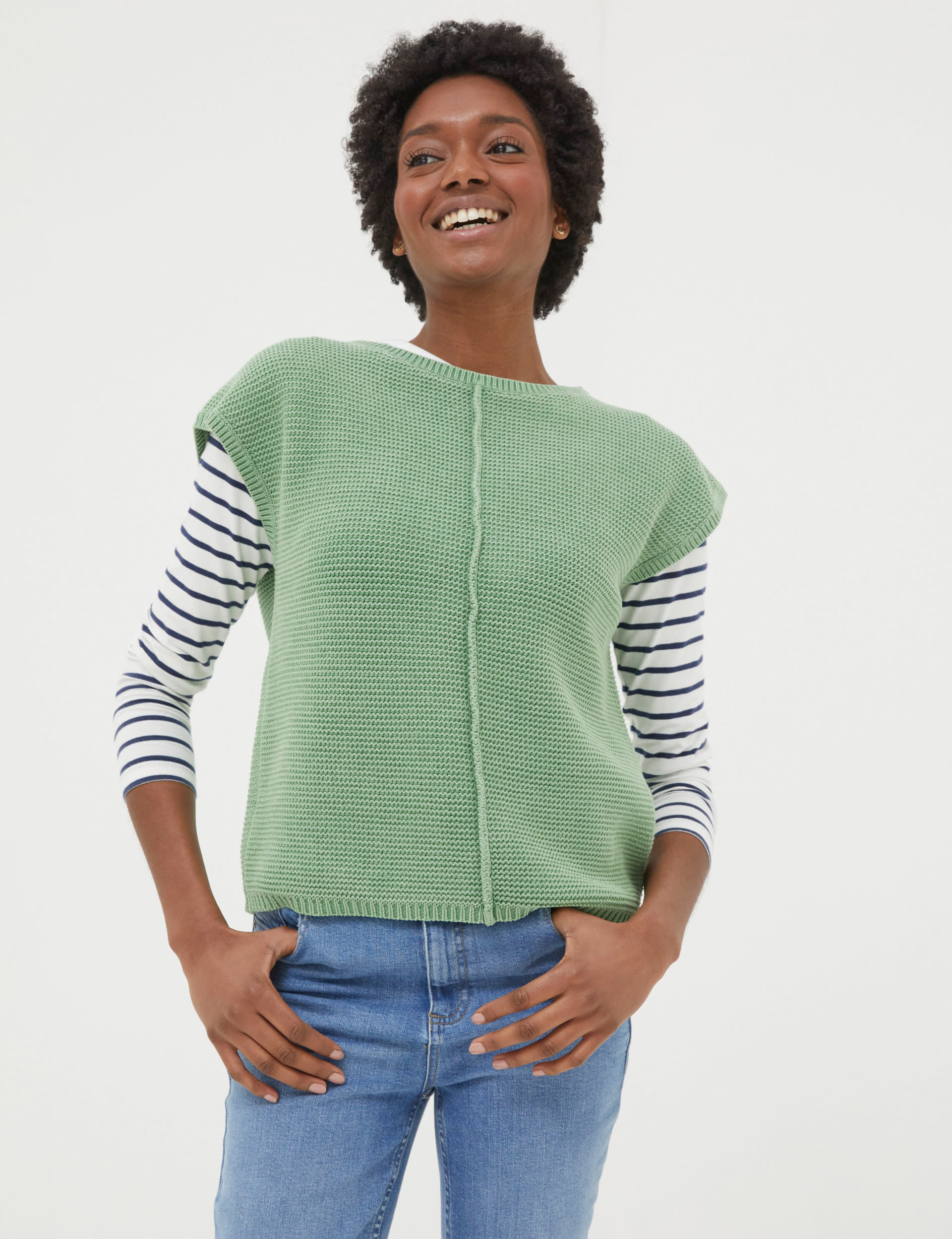 Pure Cotton Textured Crew Neck Knitted Top | FatFace | M&S