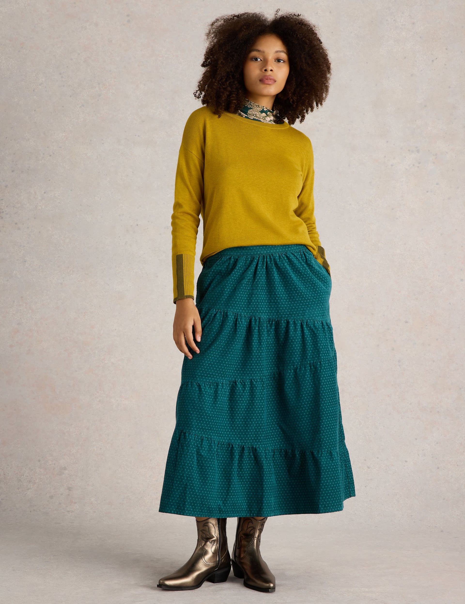 Green cord midi skirt cheap