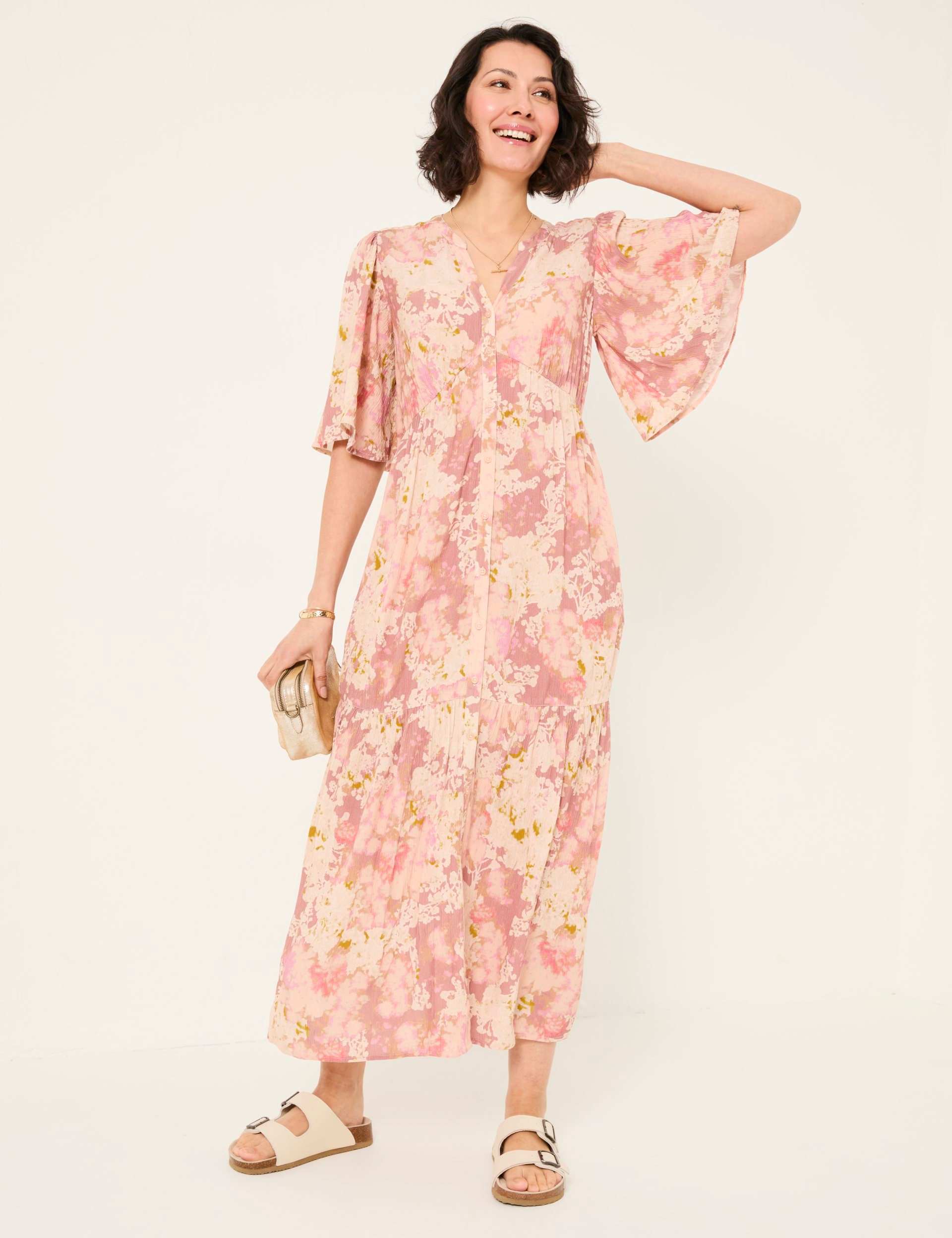 Floral V-Neck Maxi Tiered Dress