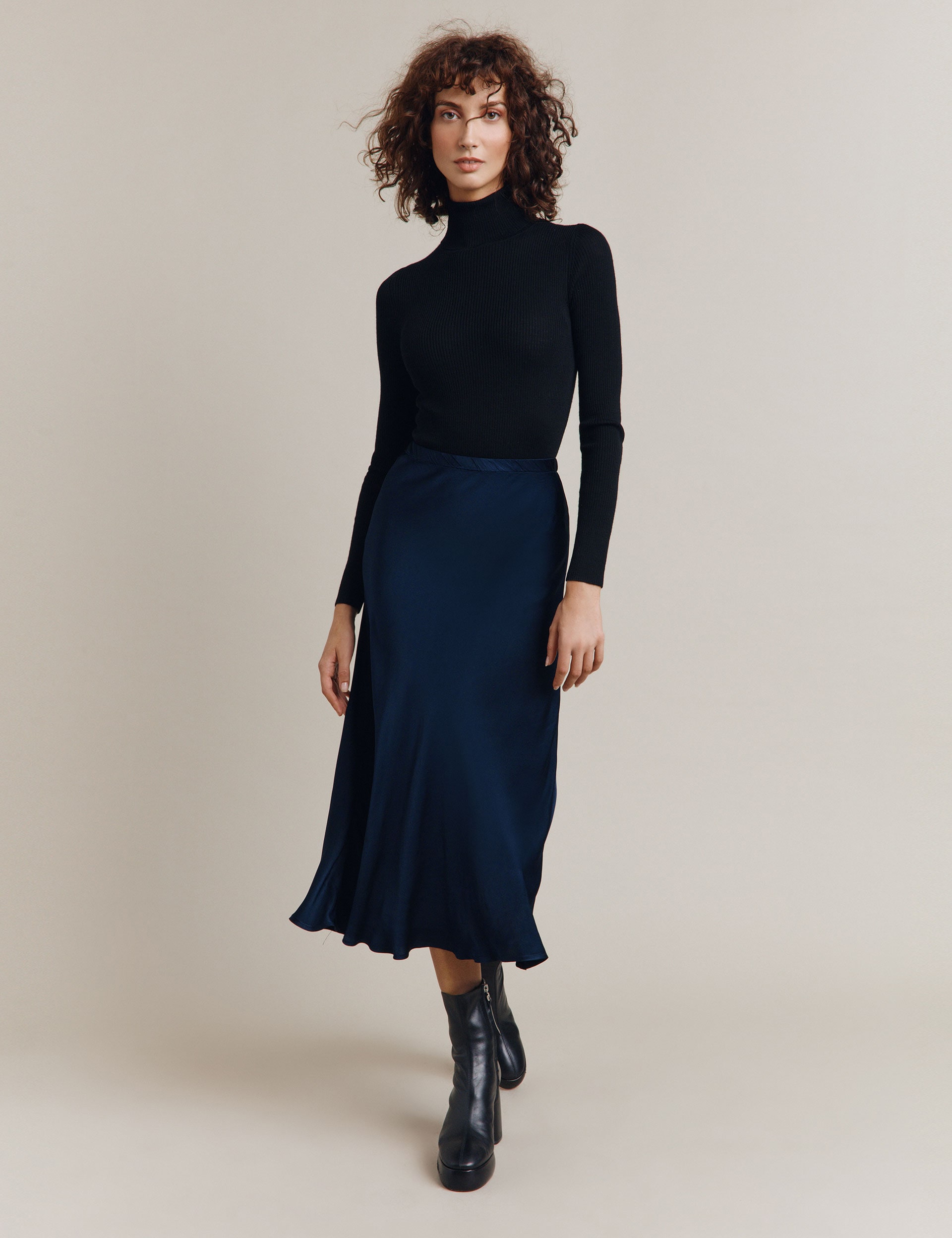 Satin Midi Slip Skirt Ghost M S